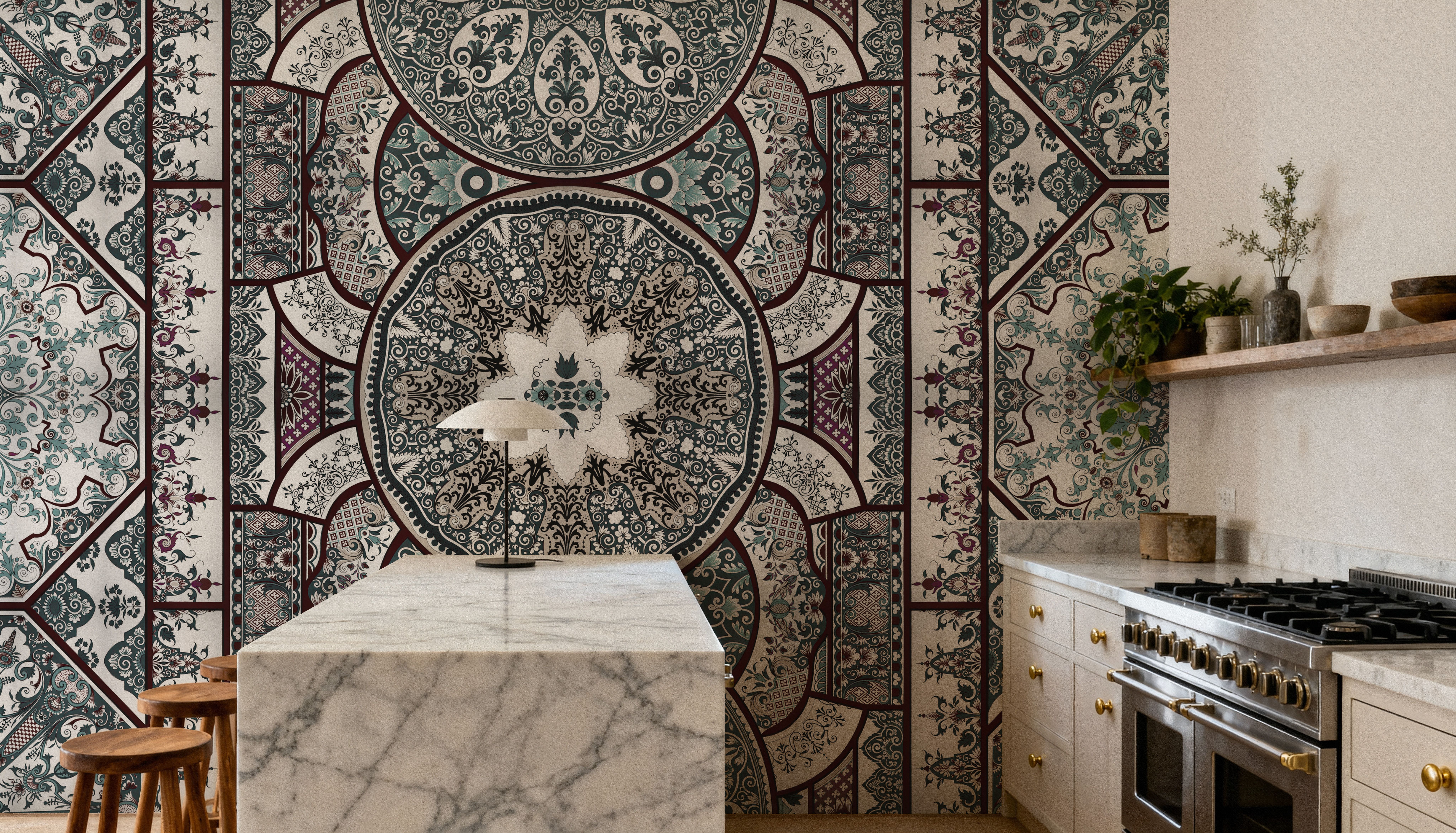 Eastern Tales, Teal & Beige