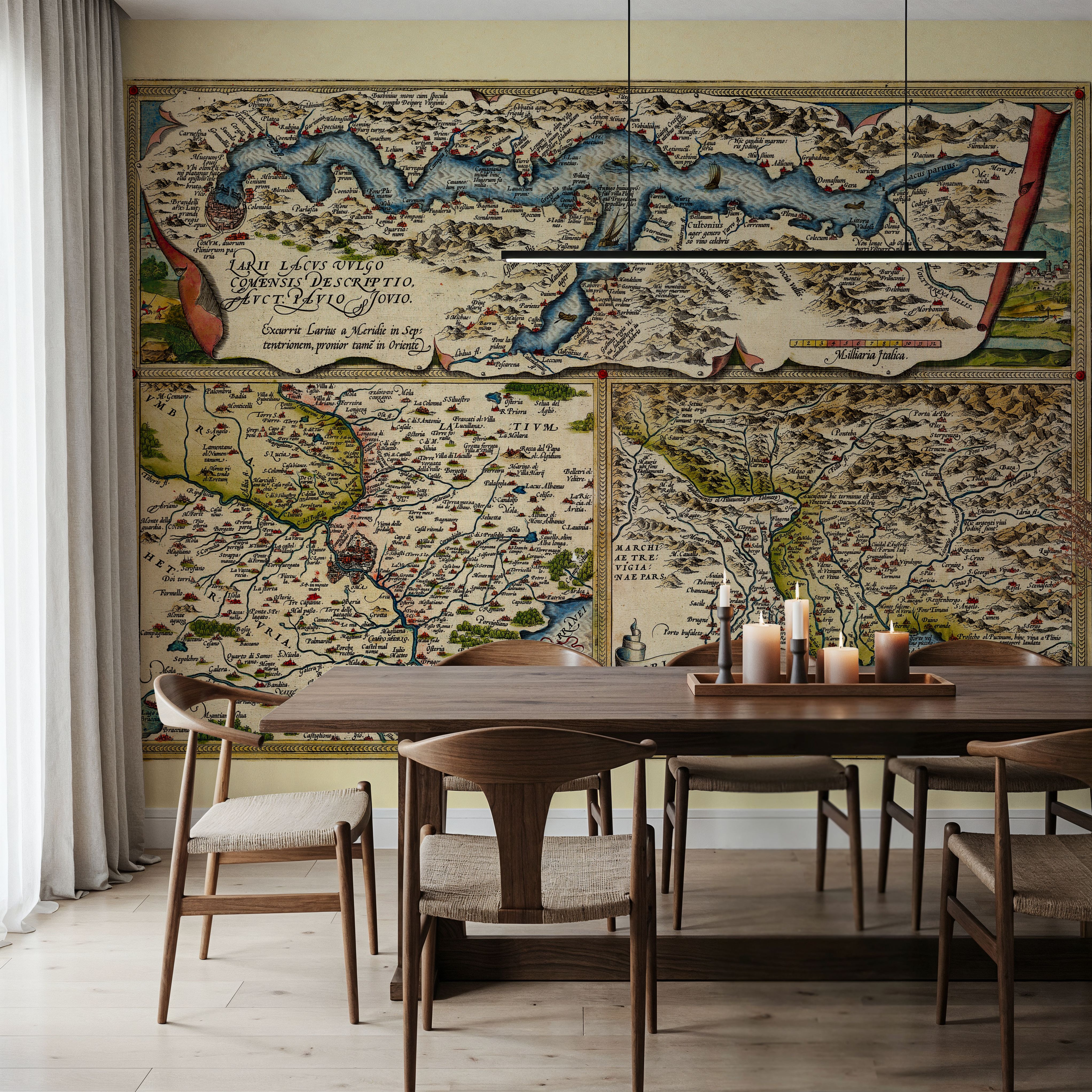 Old Map of Lake Como, Rome, Friuli, 1570