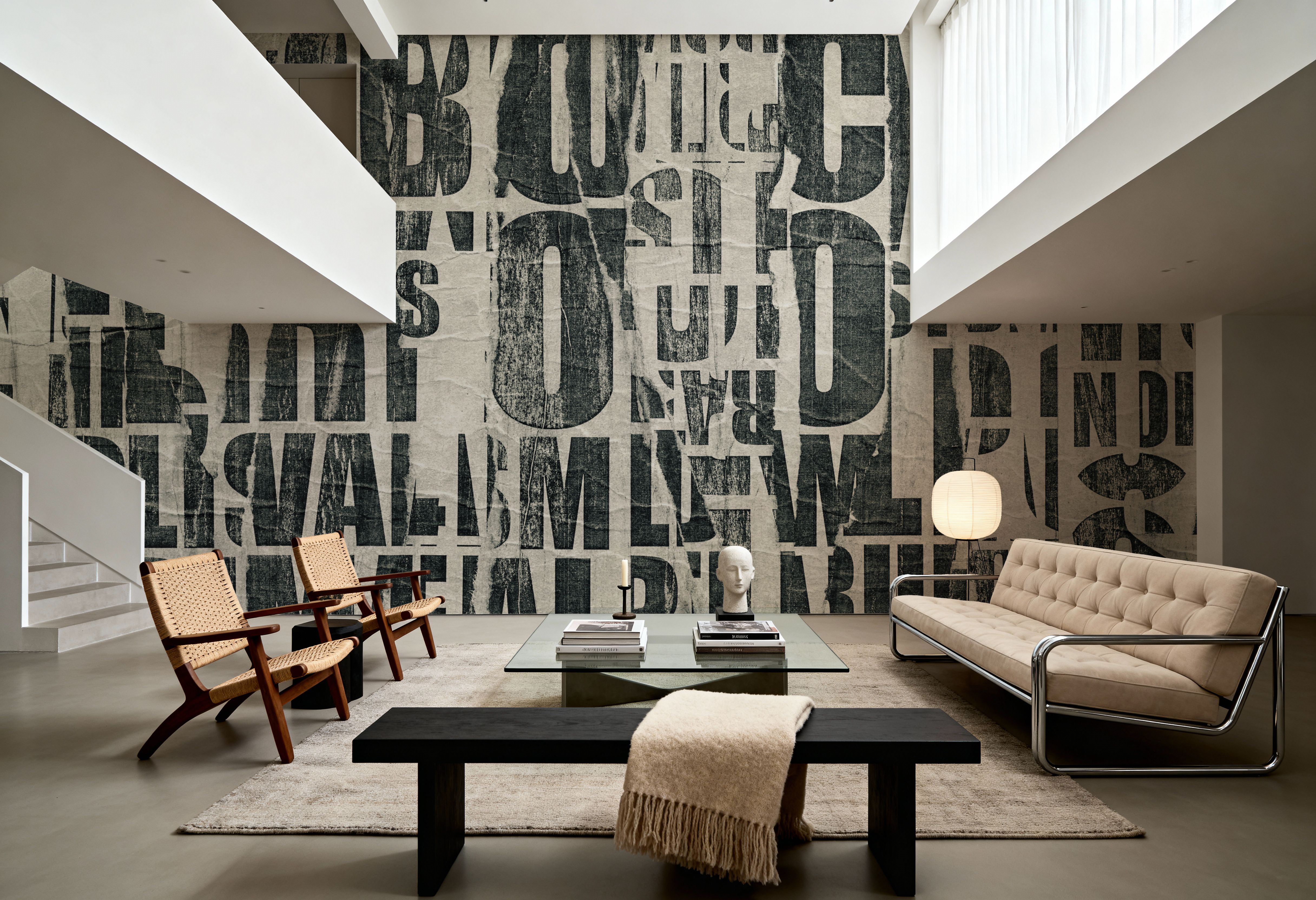 Letterpress Vintage Newspaper Collage, Black