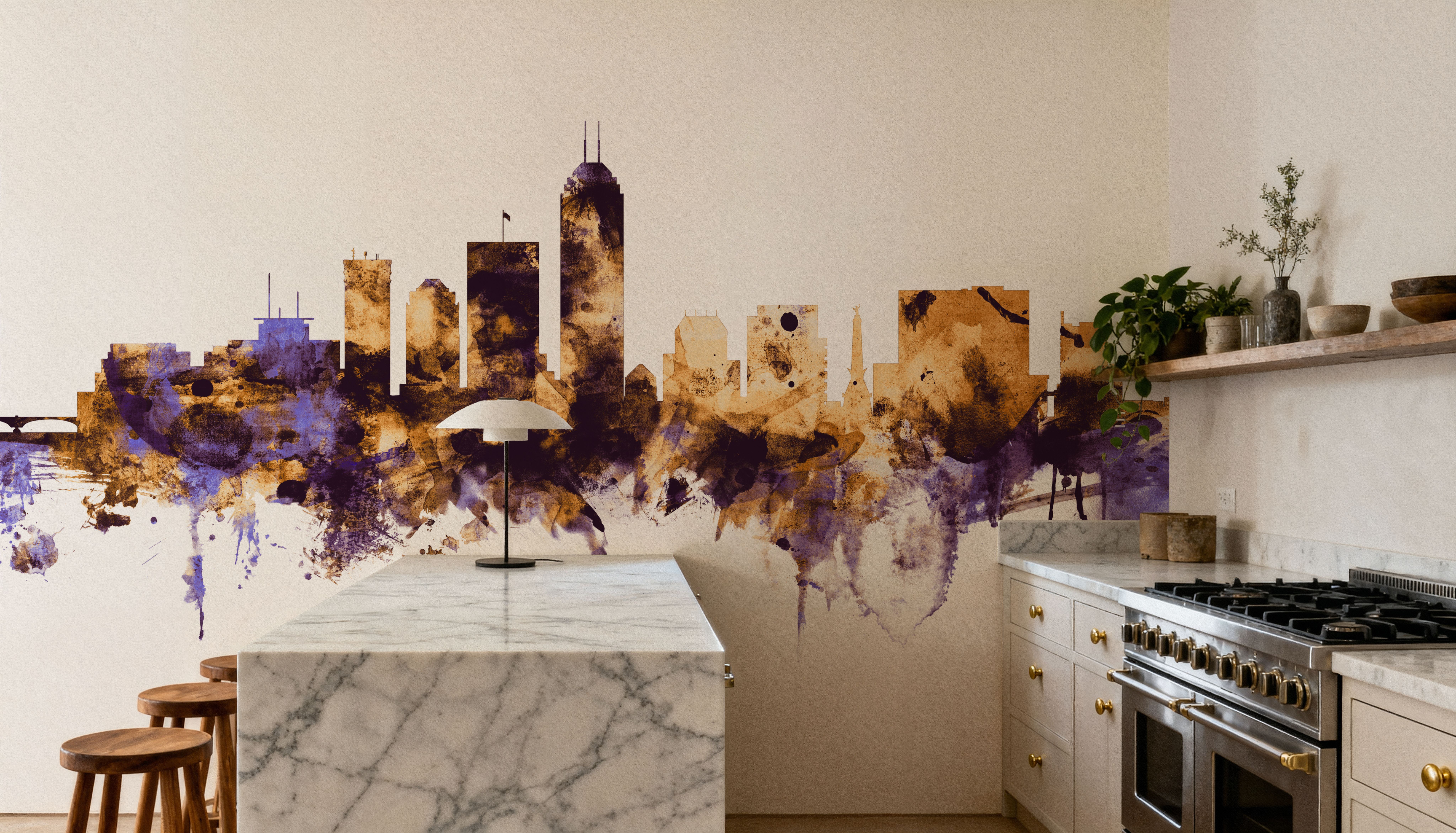 Indianapolis Indiana Skyline Purple & Gold