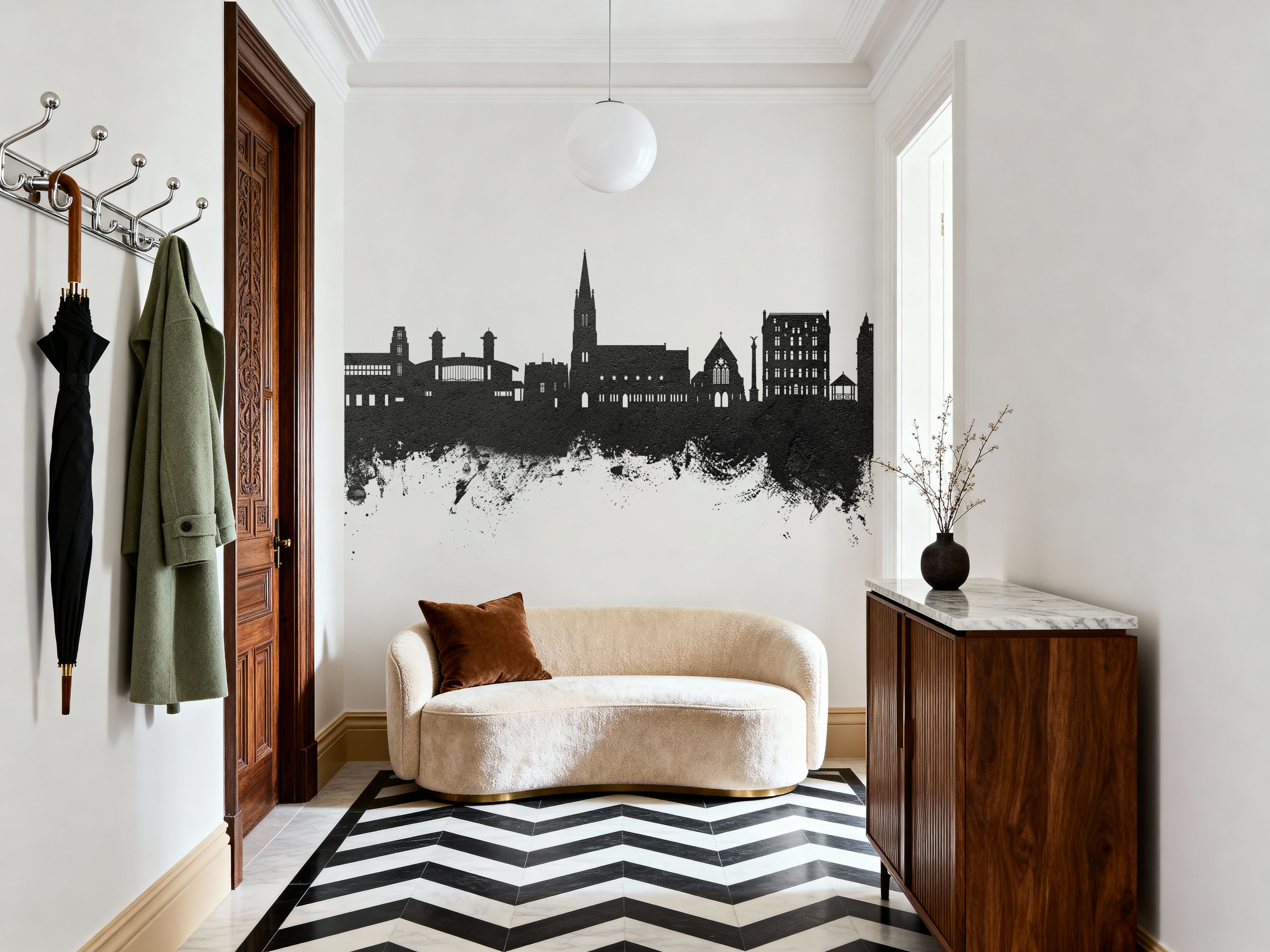 Felixstowe England Skyline Black & White