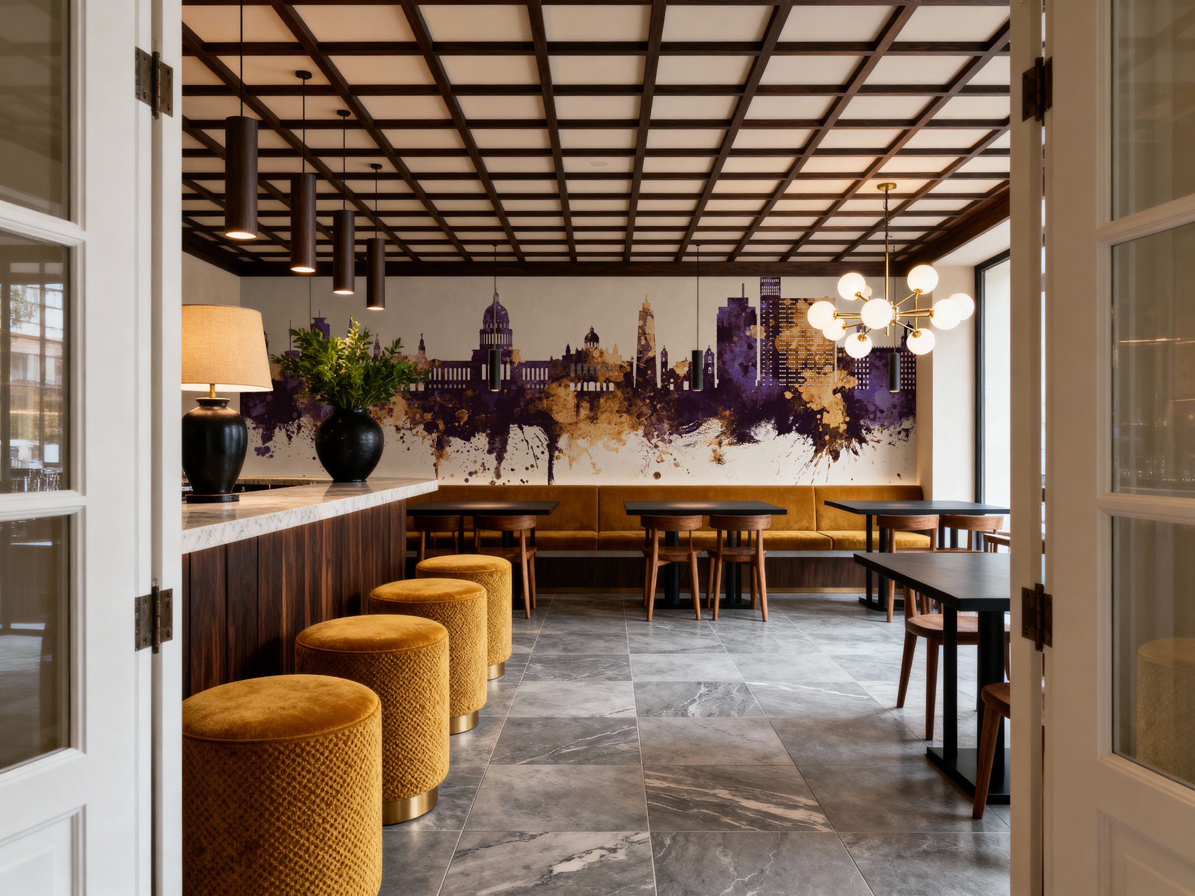 Havana Cuba Skyline Purple & Gold