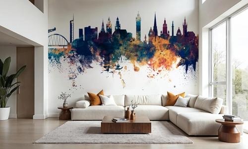 Glasgow Scotland Skyline Blue & Bronze
