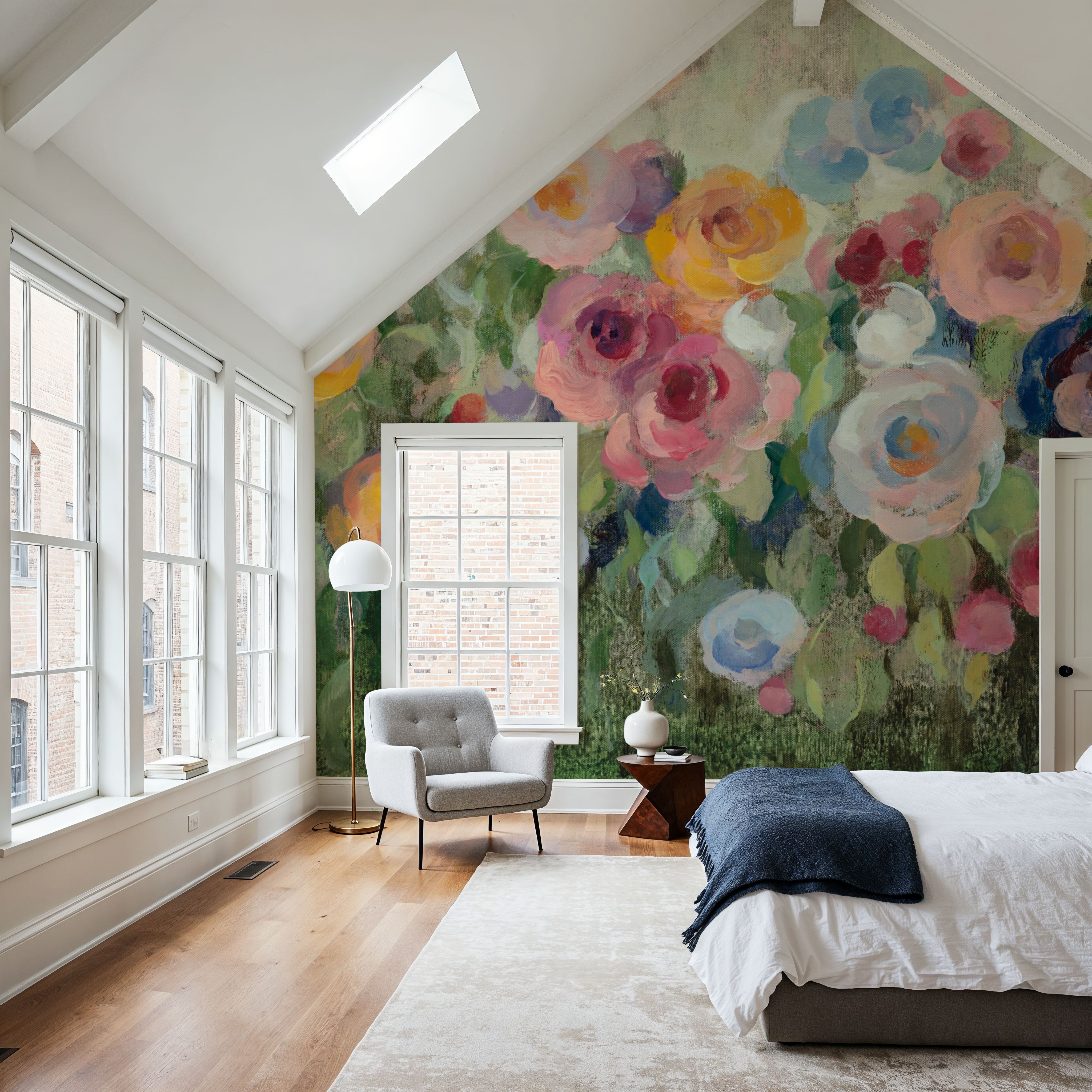 Flowers on Mossy Green