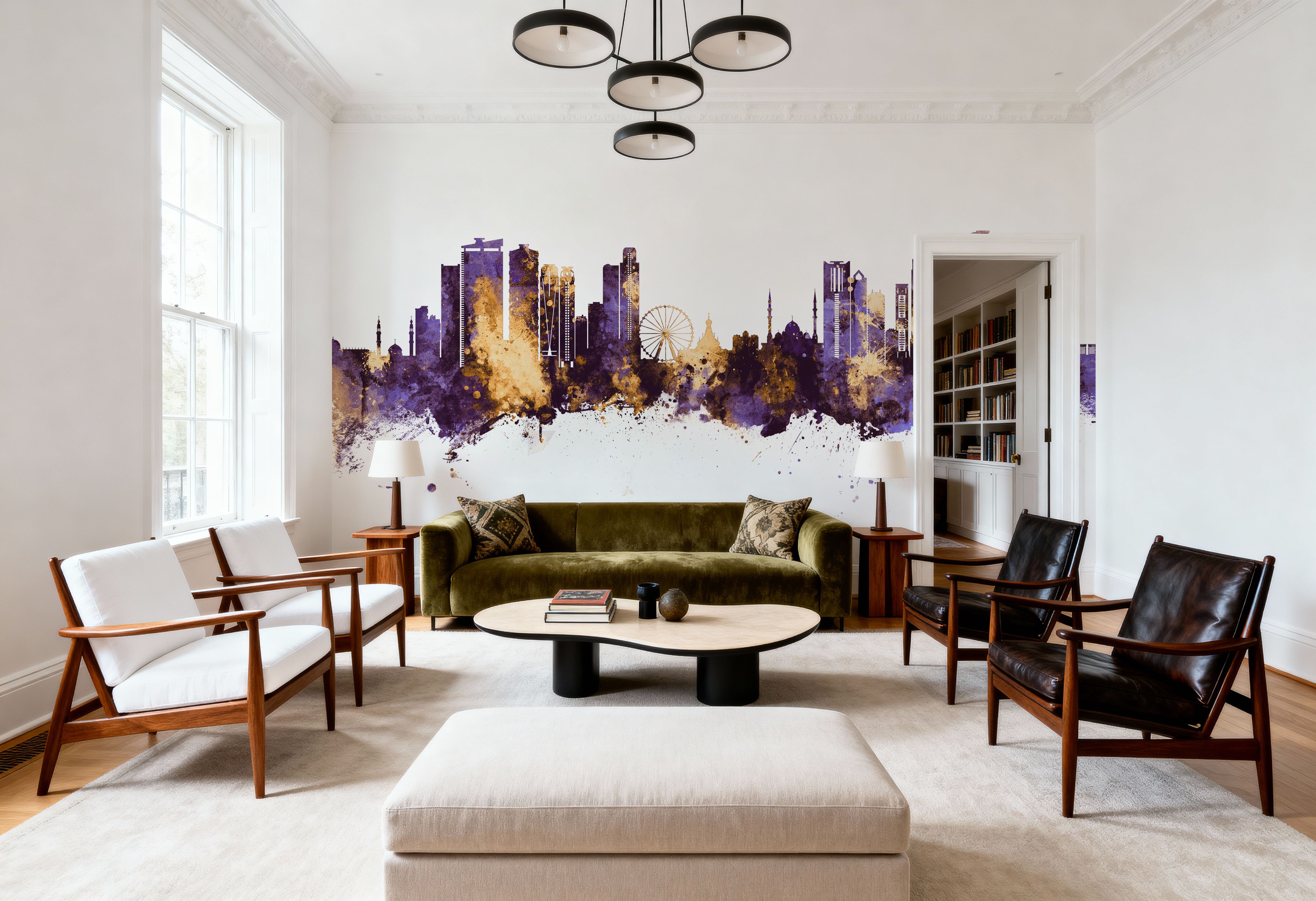 Sharjah Skyline Purple & Gold