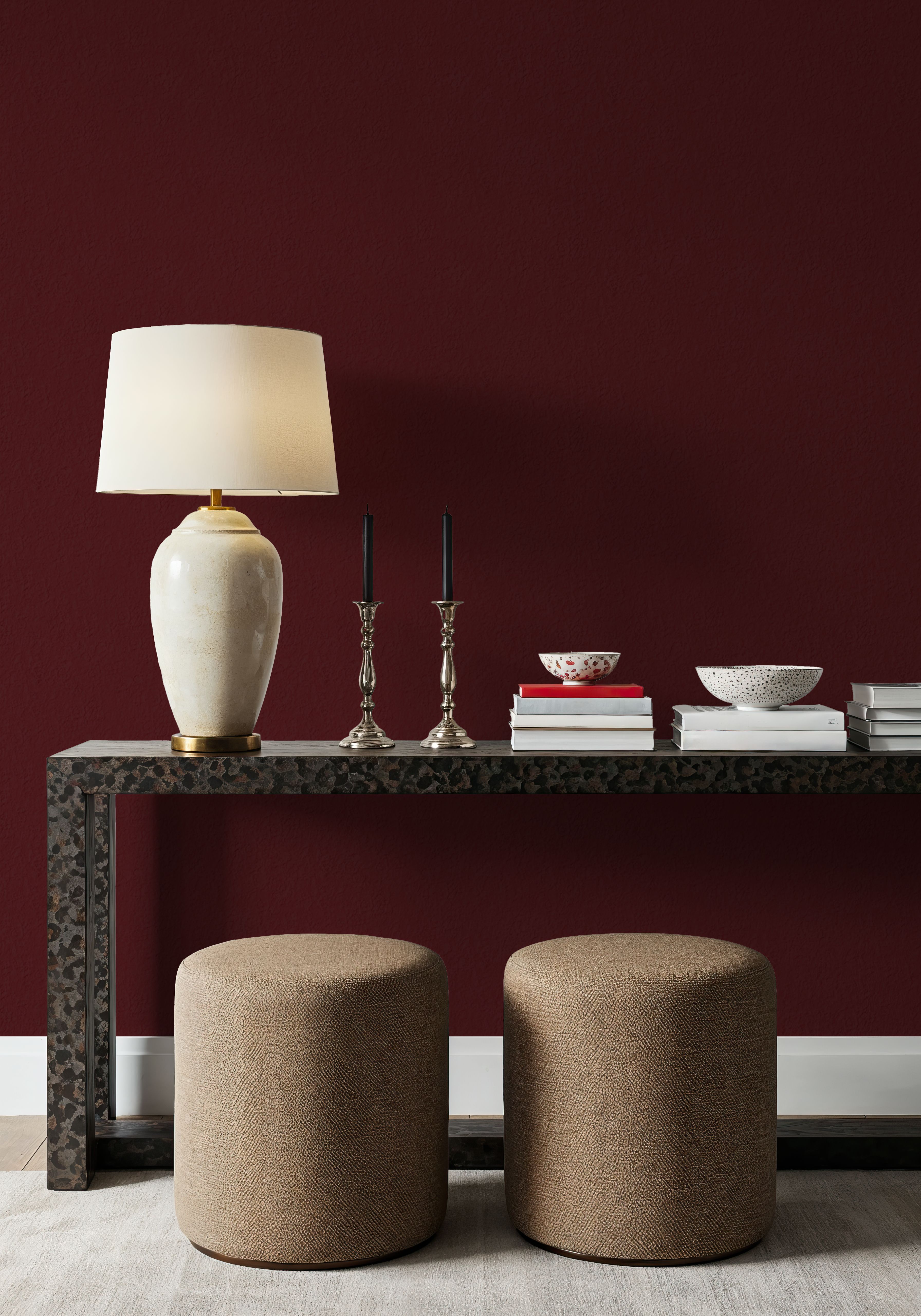 Faux Sand Stucco Finish, Burgundy, Tapet