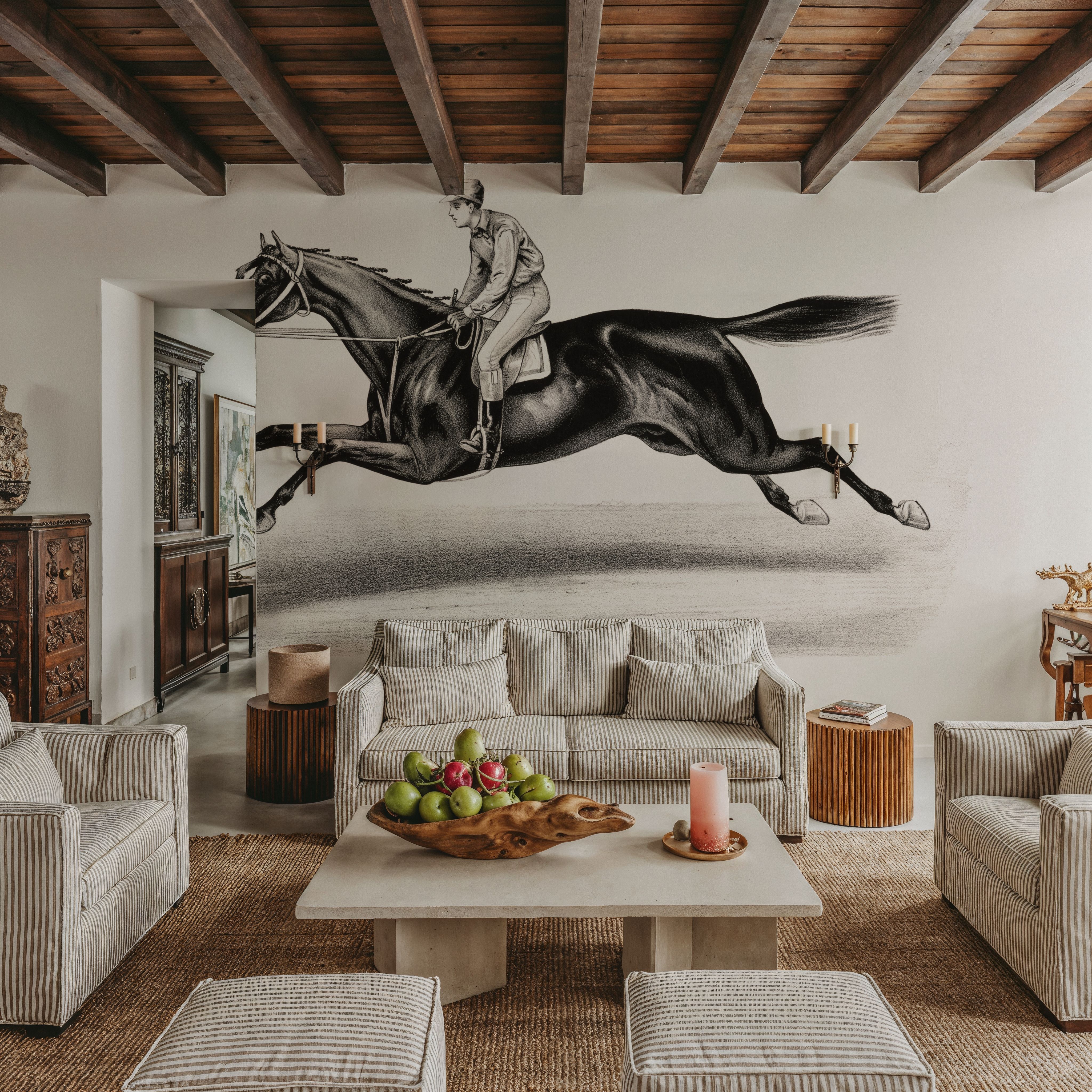 Wall Mural - Winning Westchester Cup - Folk Sports mural wallpaper - Brown - Living room - Wallism US - Premium, Textured or Peel & Stick