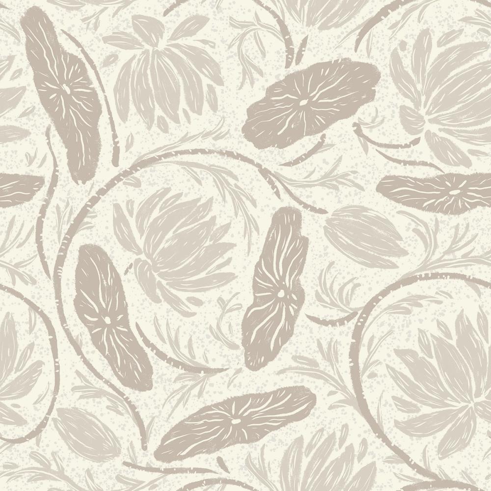 Block Print Lotus, Beige