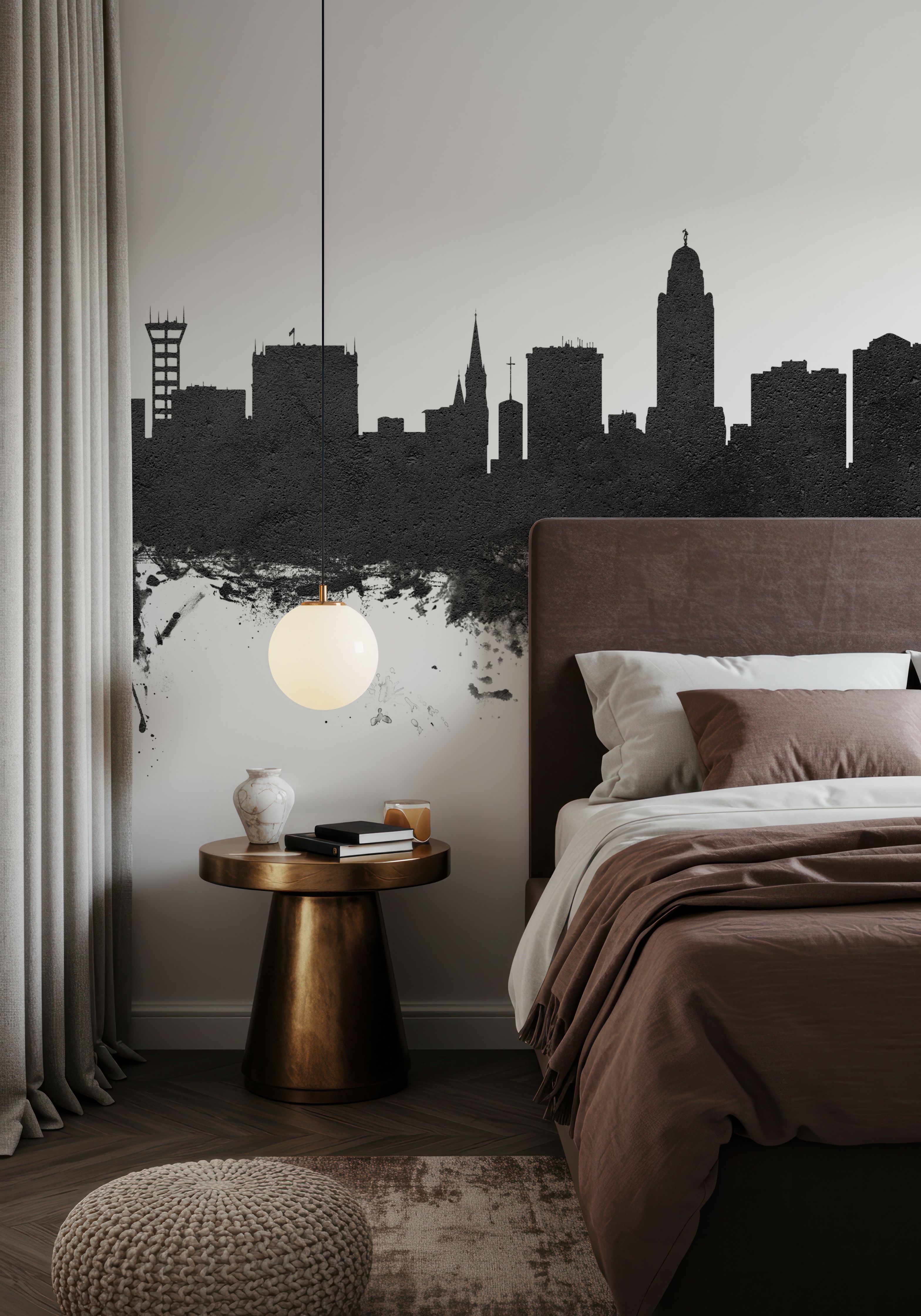 Lincoln Nebraska Skyline Black & White