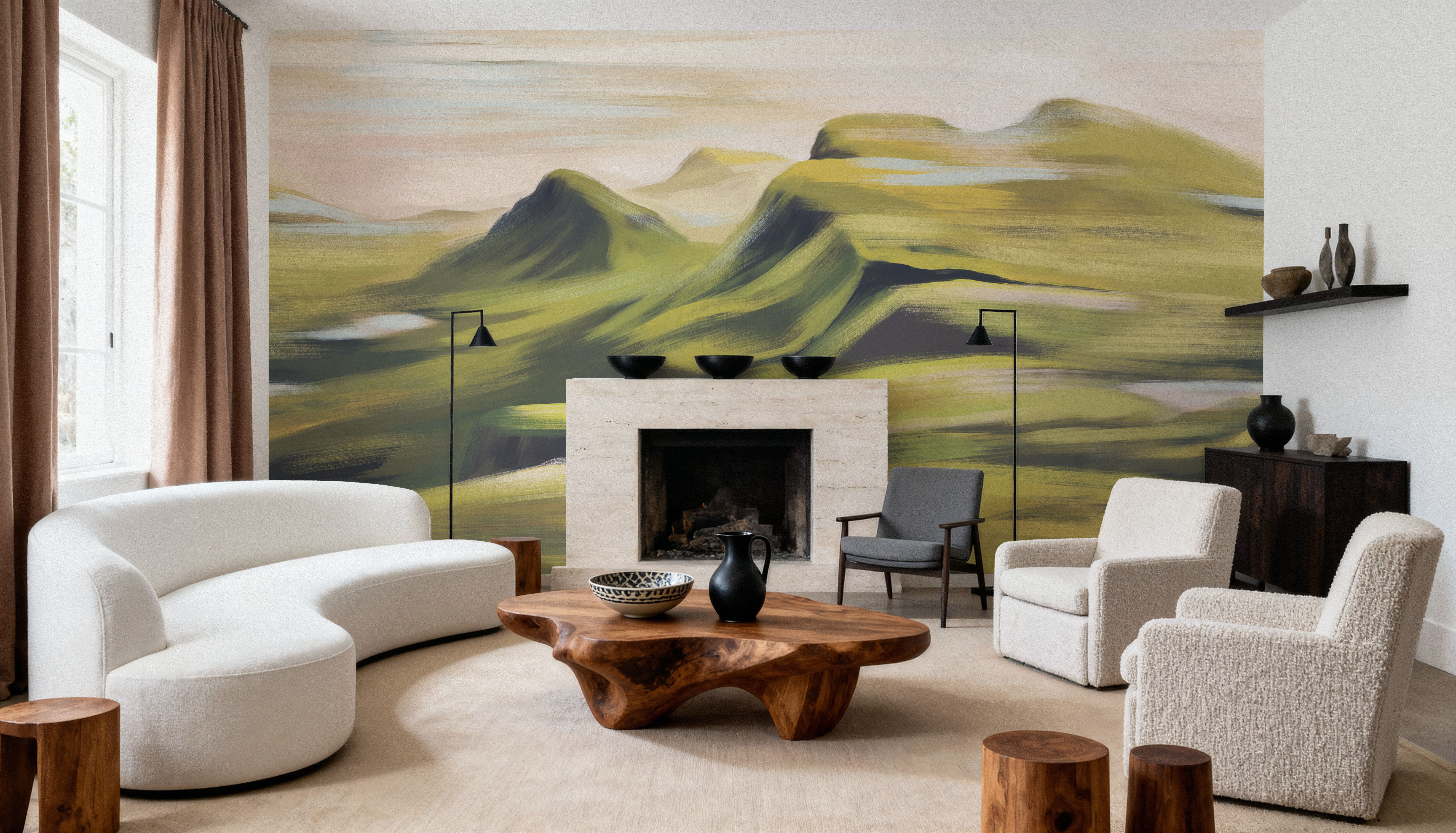 Oil Mountain, Greens, Wallpaper