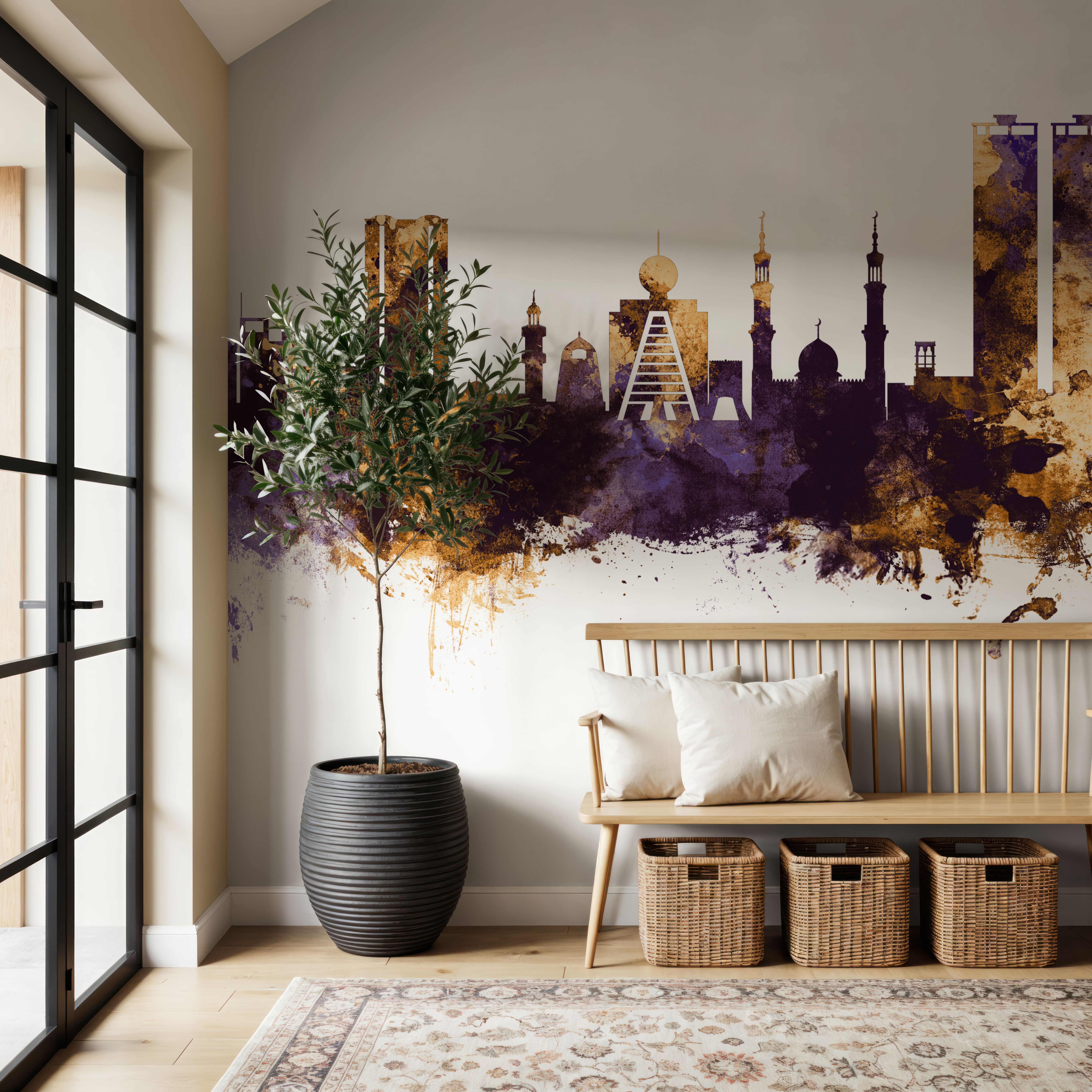 Ras Al Khaimah Skyline Purple & Gold