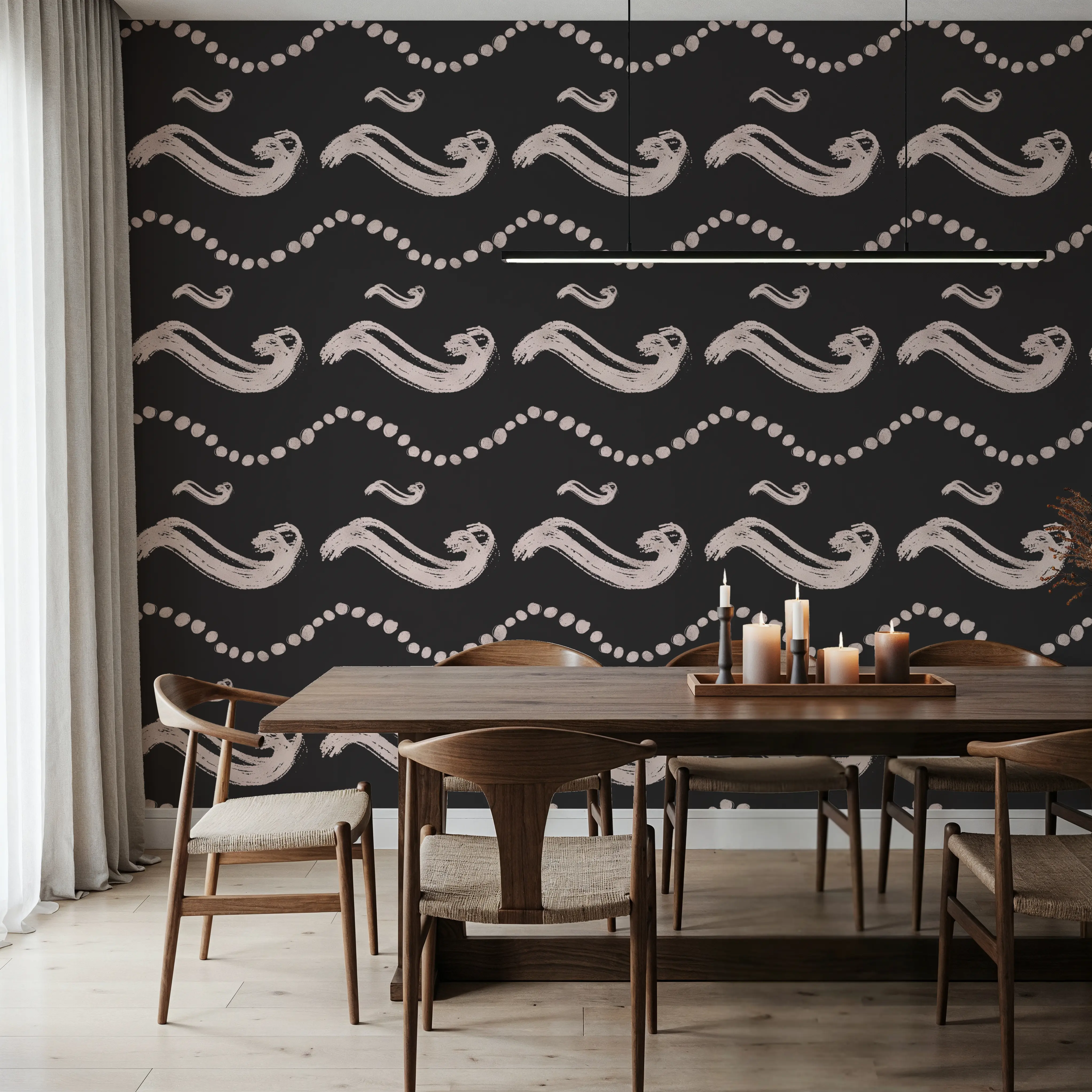 Wallpaper - Diving For Pearls - Abstract Polka Dots - White - Hallway staircases - Wallism UK - Peel & Stick or Paste-the-Wall