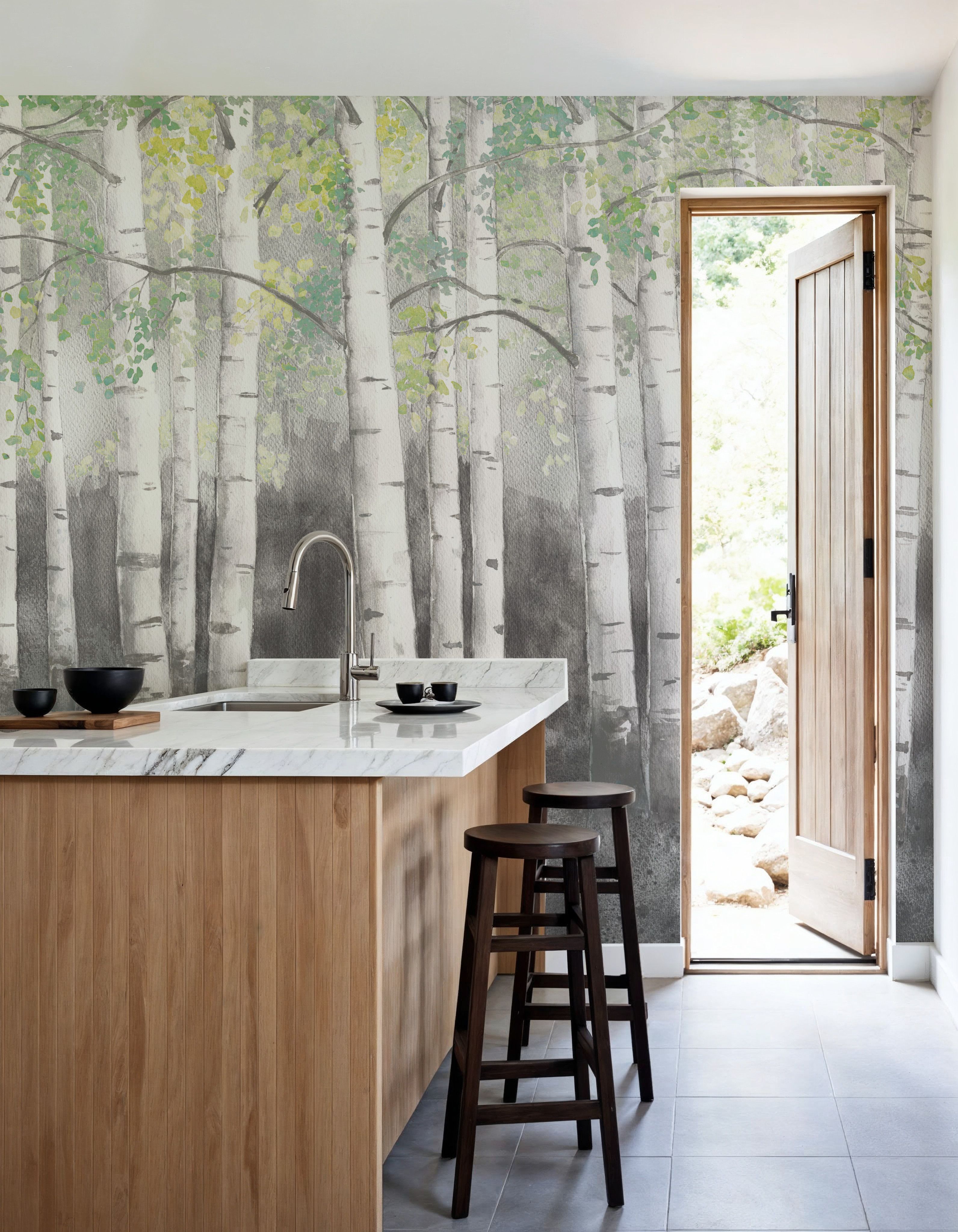 Soft Birches Charcoal