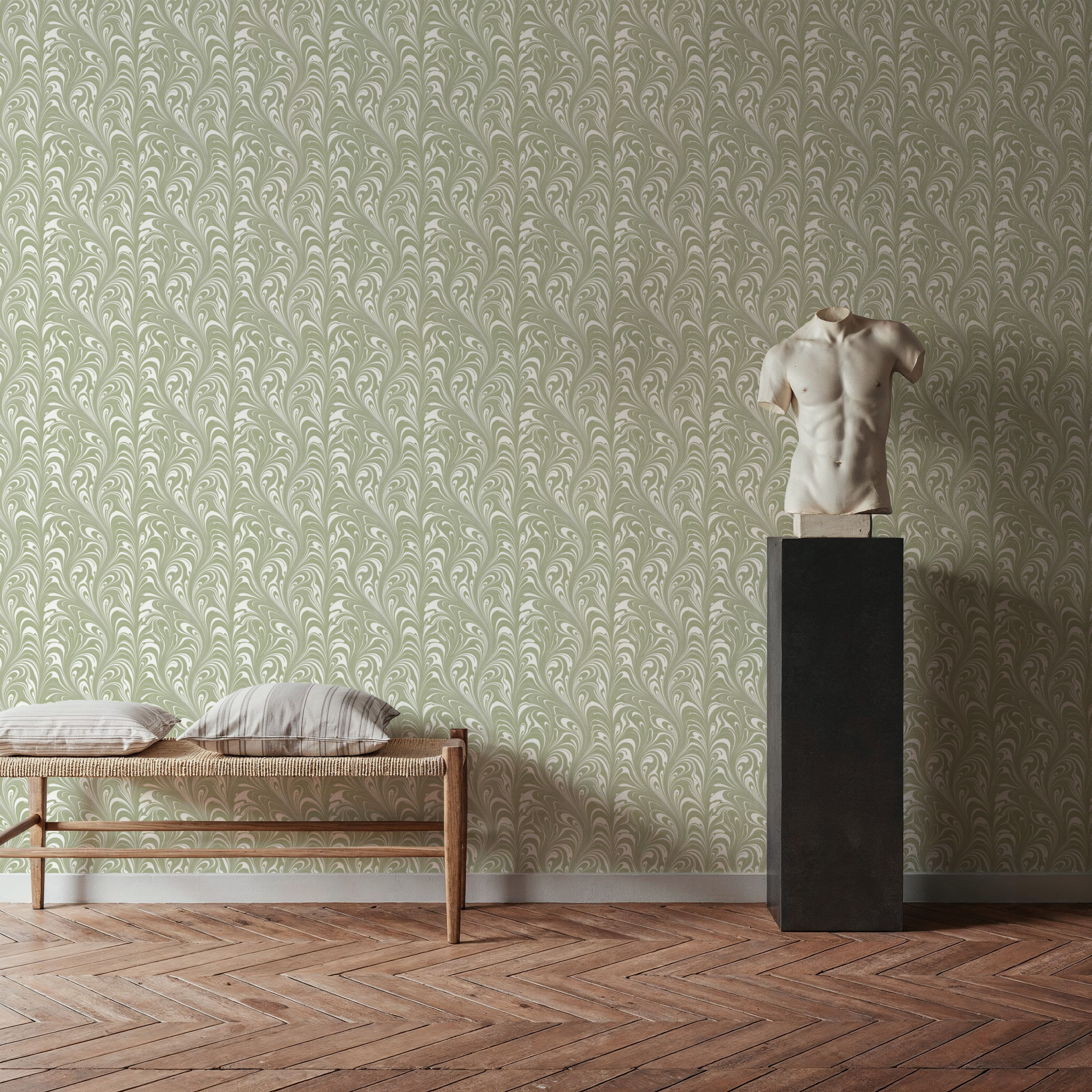 Marbelized Flow, Pistachio, Tapetai