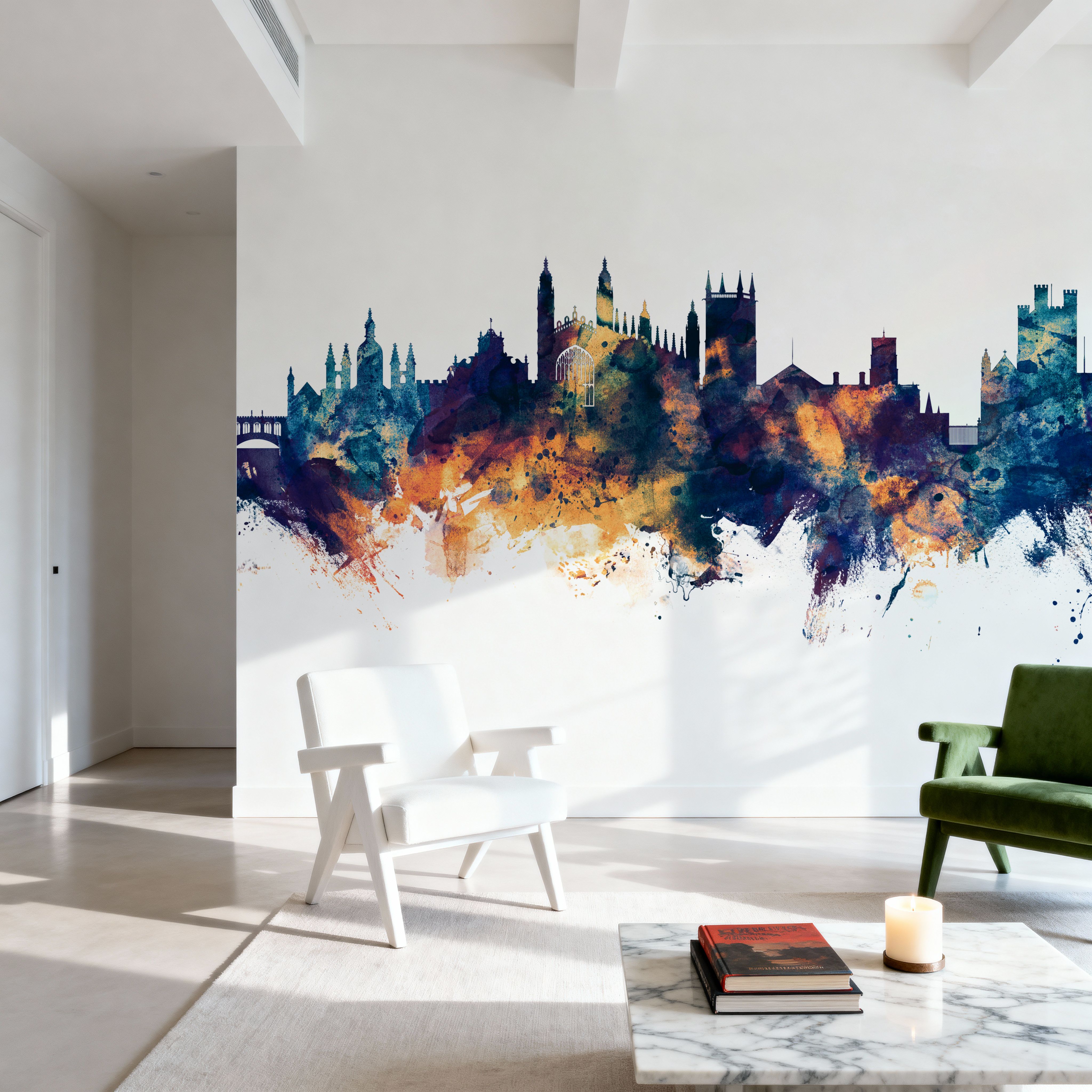 Cambridge England Skyline Blue & Bronze