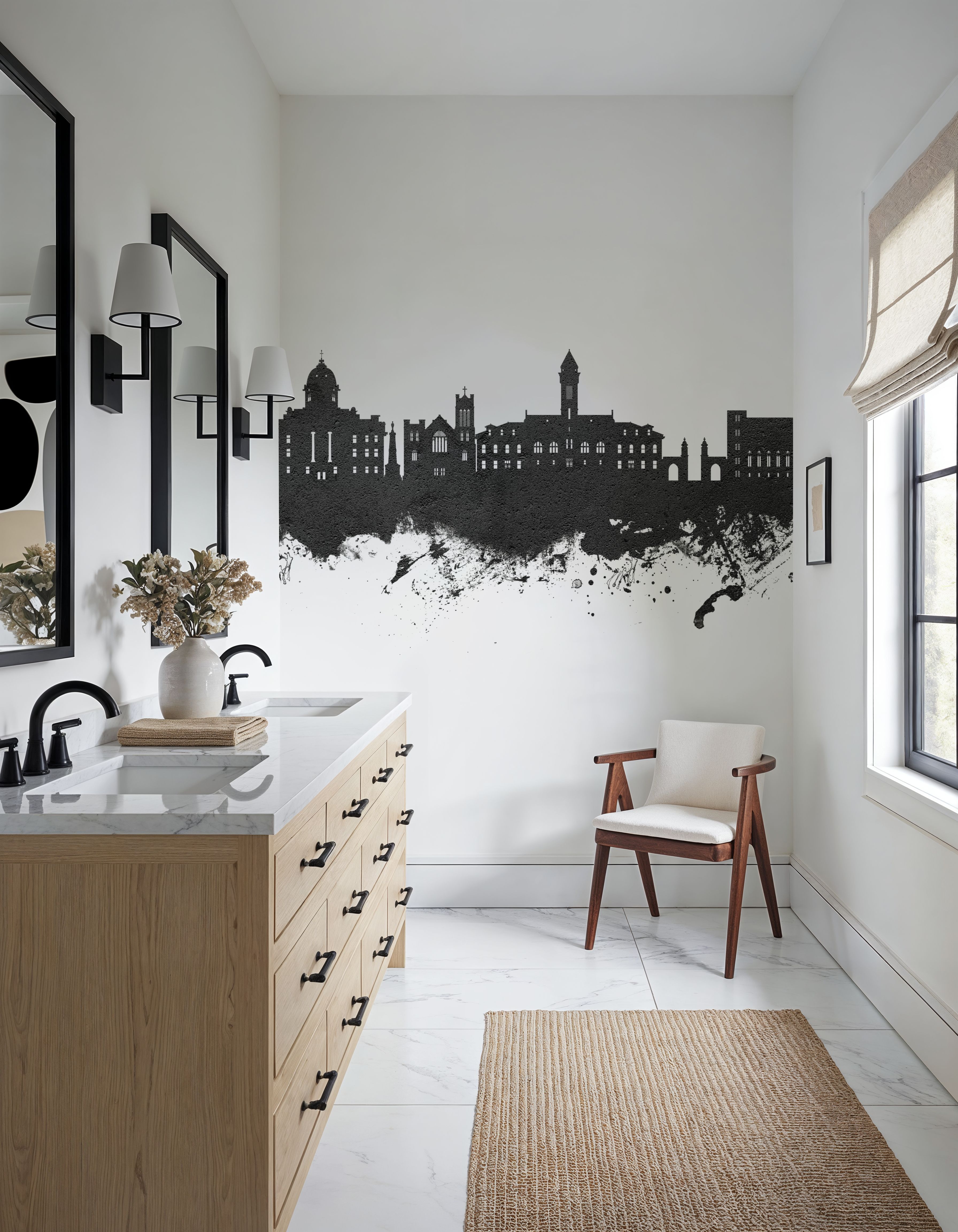 Bloomington Indiana Skyline Black & White