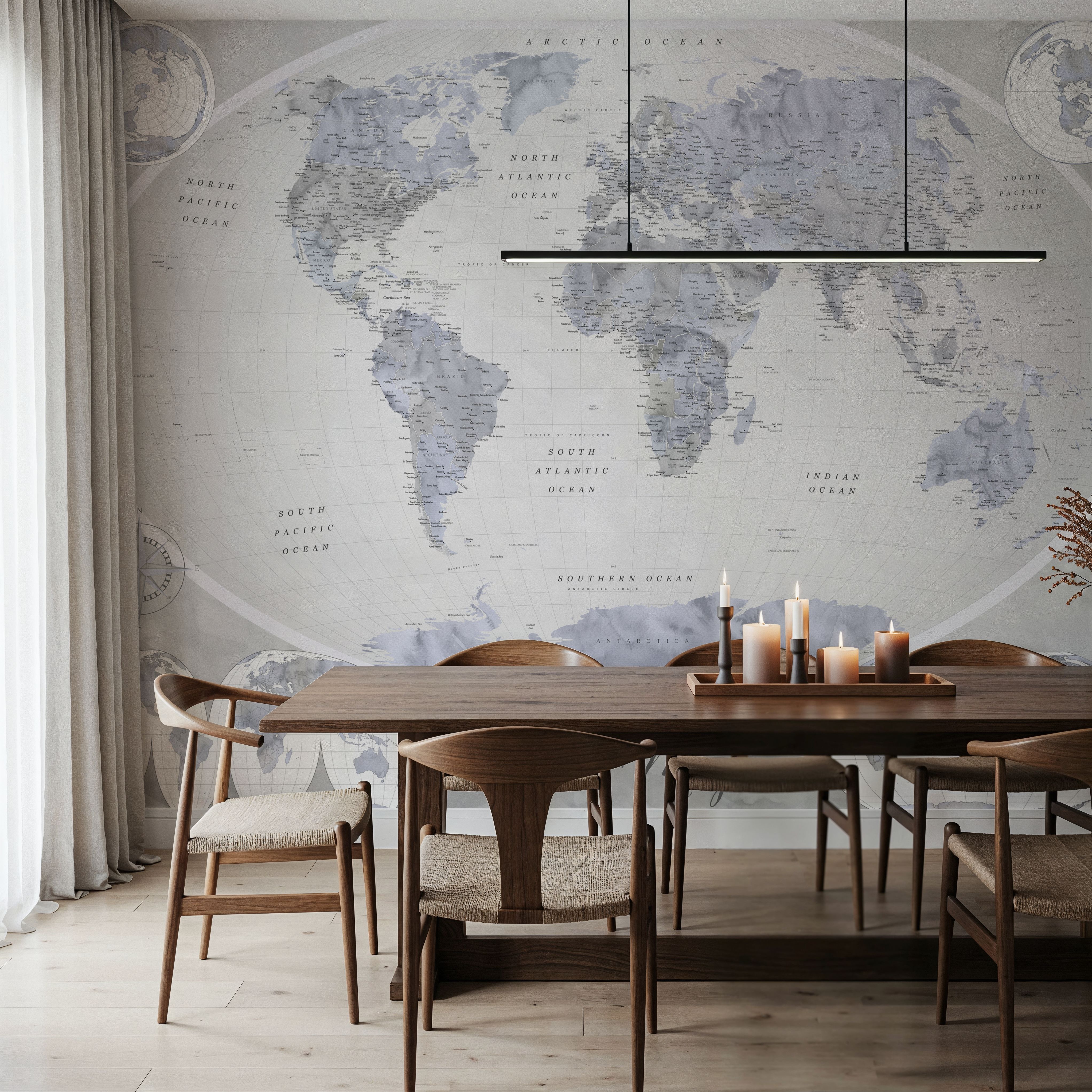 World Map Atlas Blue Gray