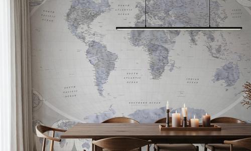 World Map Atlas Blue Gray