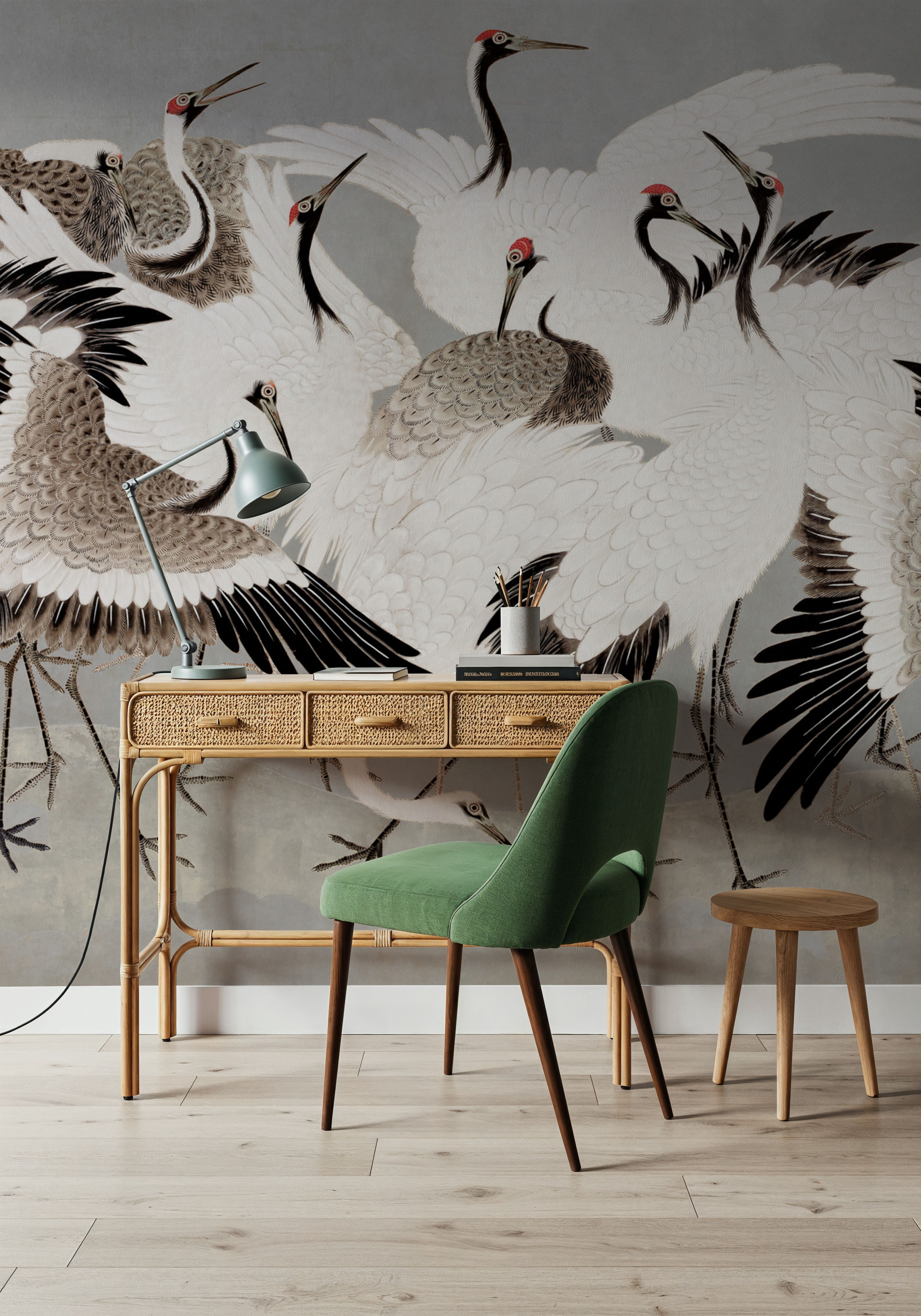 Japanese Flock of Cranes, Pewter