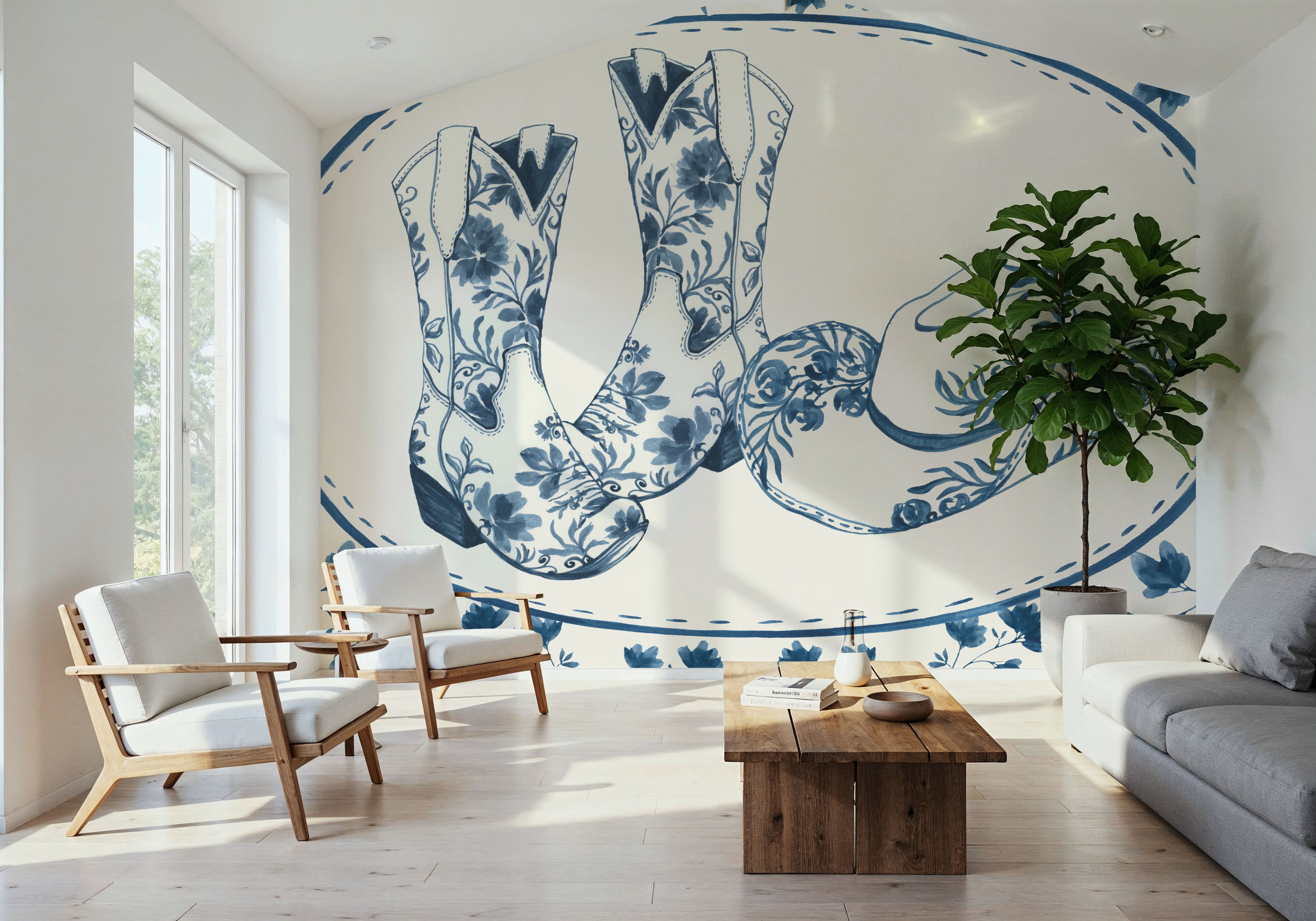 Chinoiserie Cowgirl V, Papel pintado