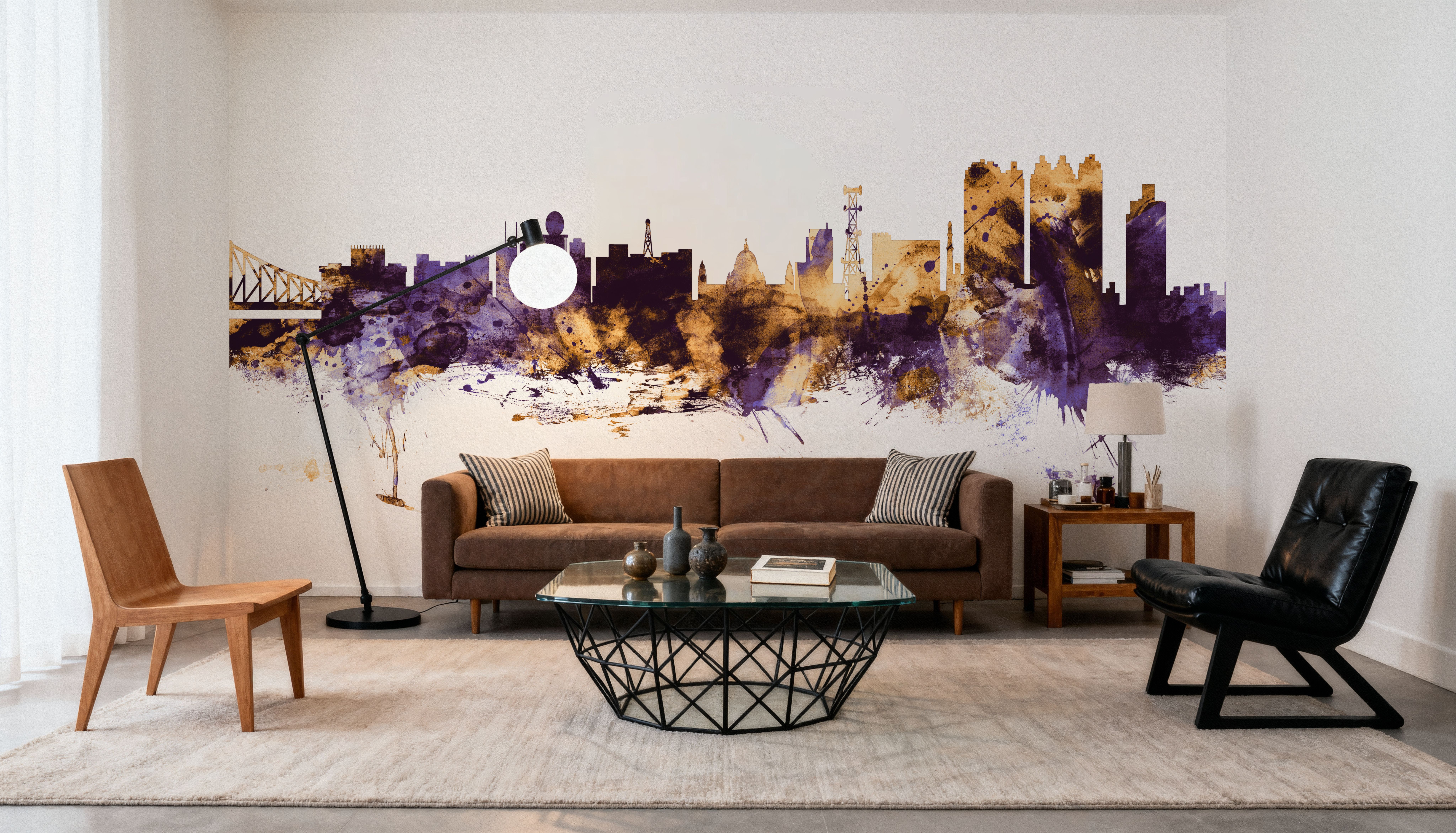 Kolkata (Calcutta) India Skyline Purple & Gold