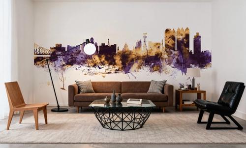 Kolkata (Calcutta) India Skyline Purple & Gold