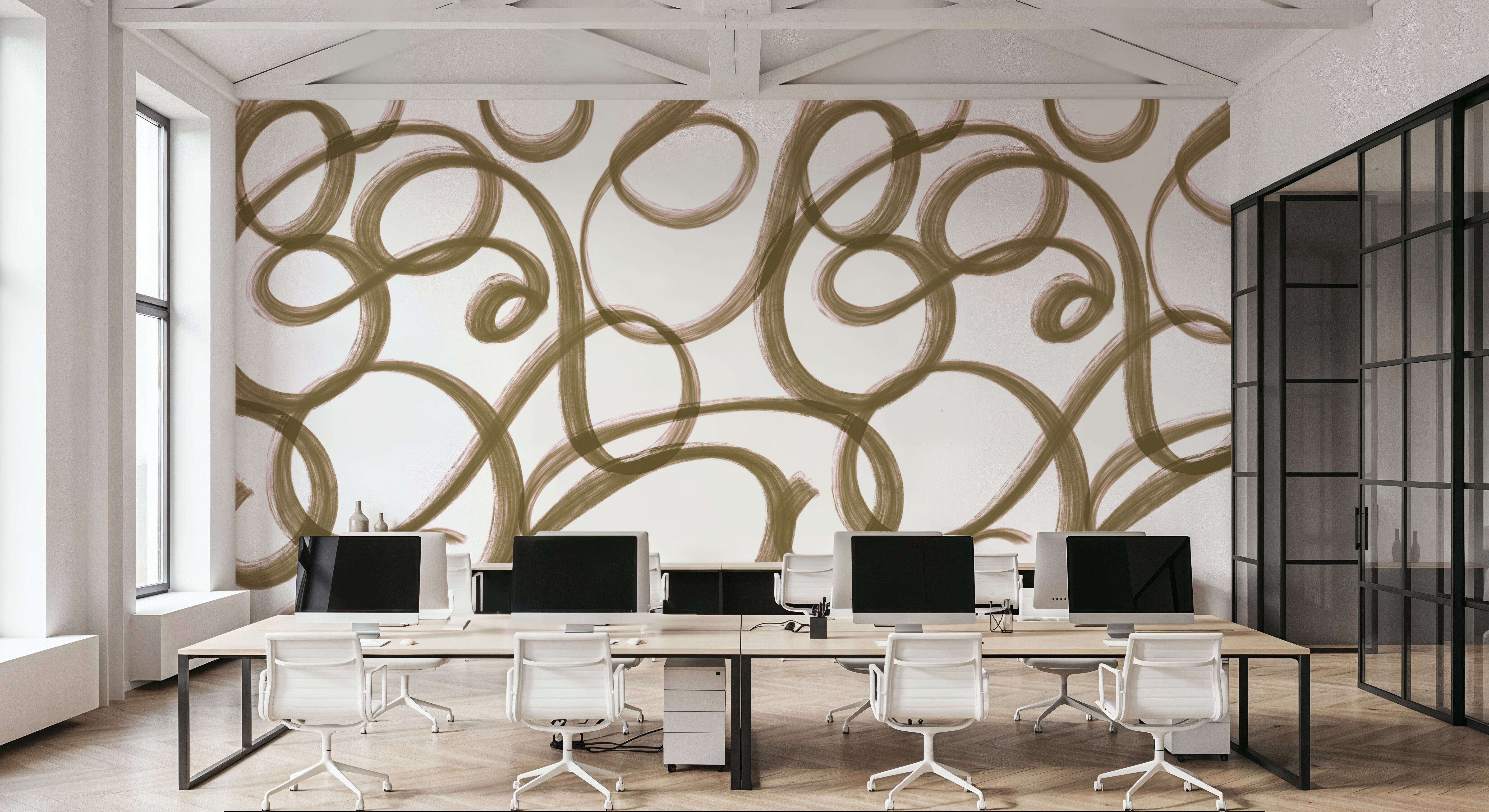 Curly Brush Lines, Beige