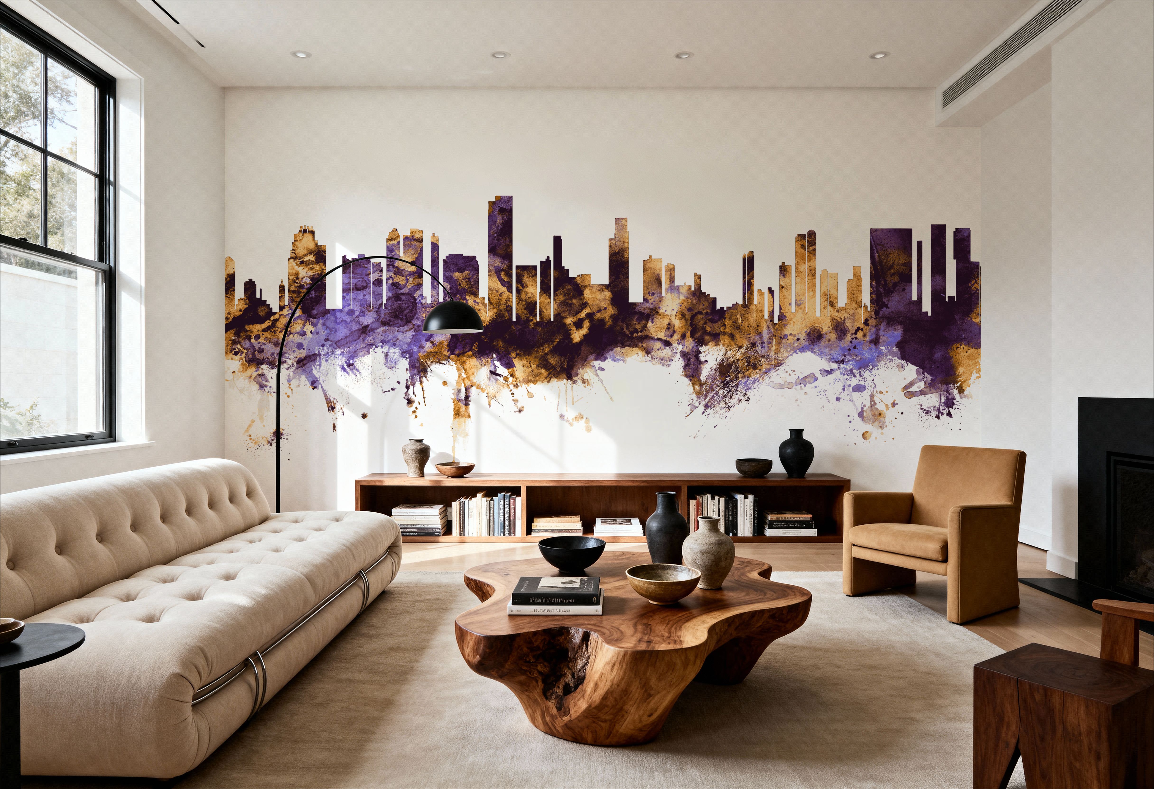 Honolulu Hawaii Skyline Purple & Gold