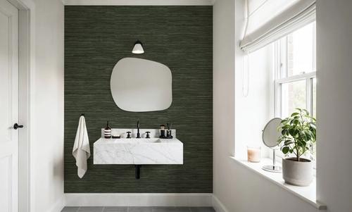 Faux Grasscloth with Visible Seams, Evergreen