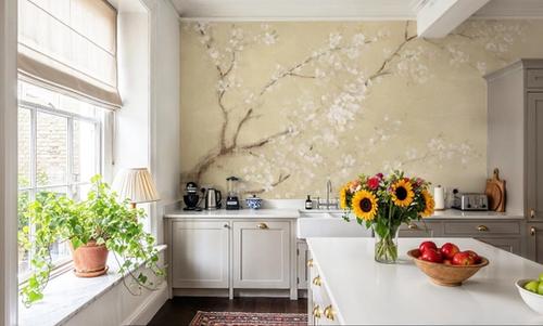 White Cherry Blossoms I Linen