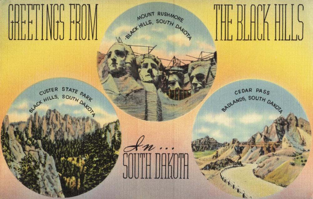 Greetings from Mount Rushmore - Screenprint Postcard