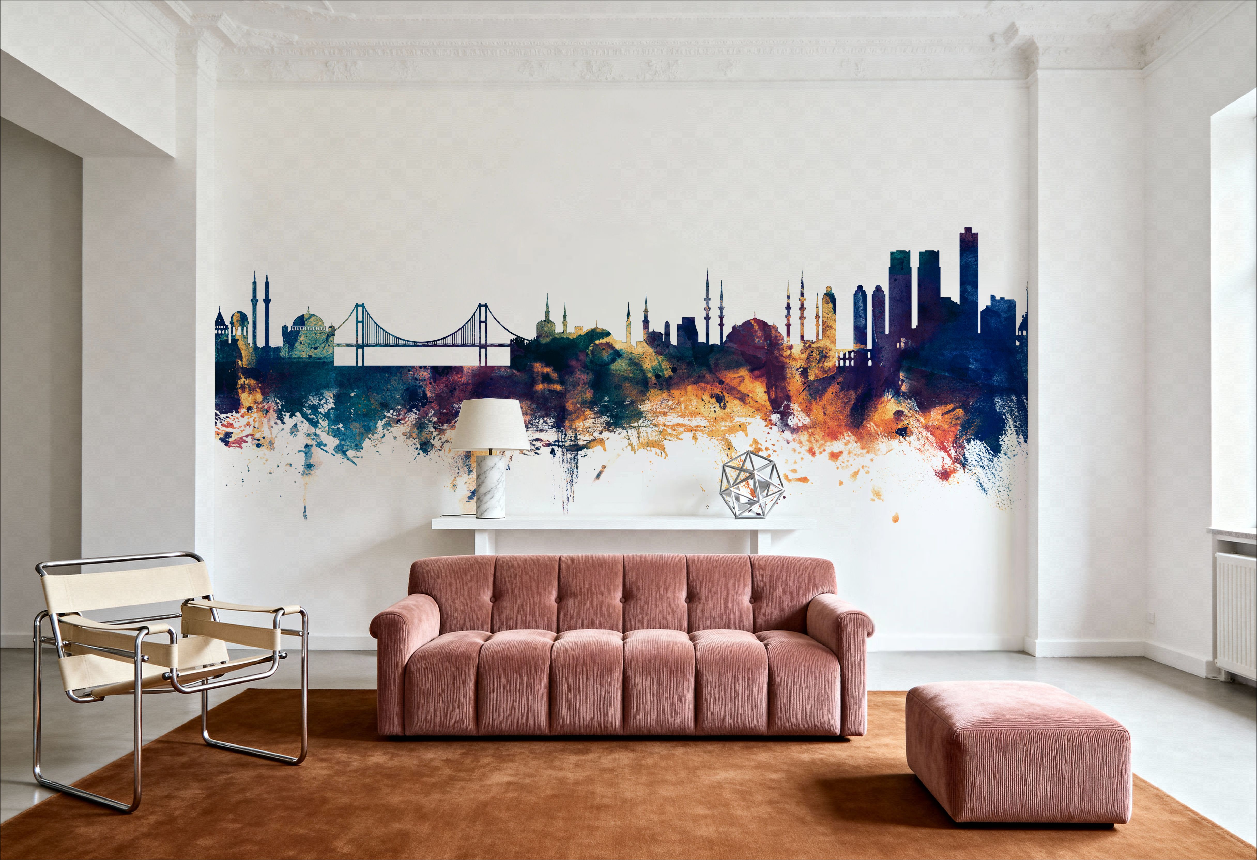 Istanbul Turkey Skyline Blue & Bronze