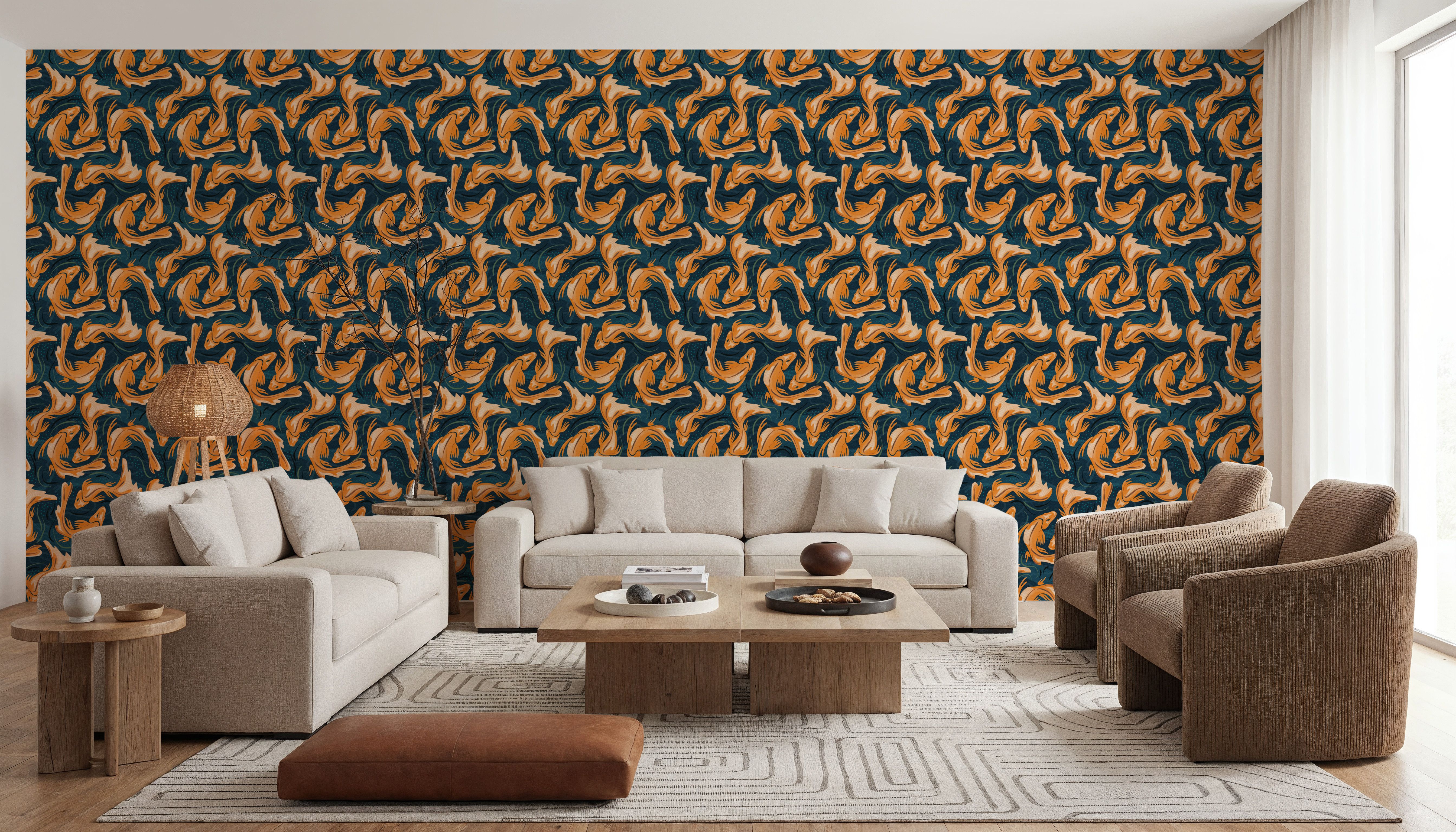 Koi Fish, Ocean Blue