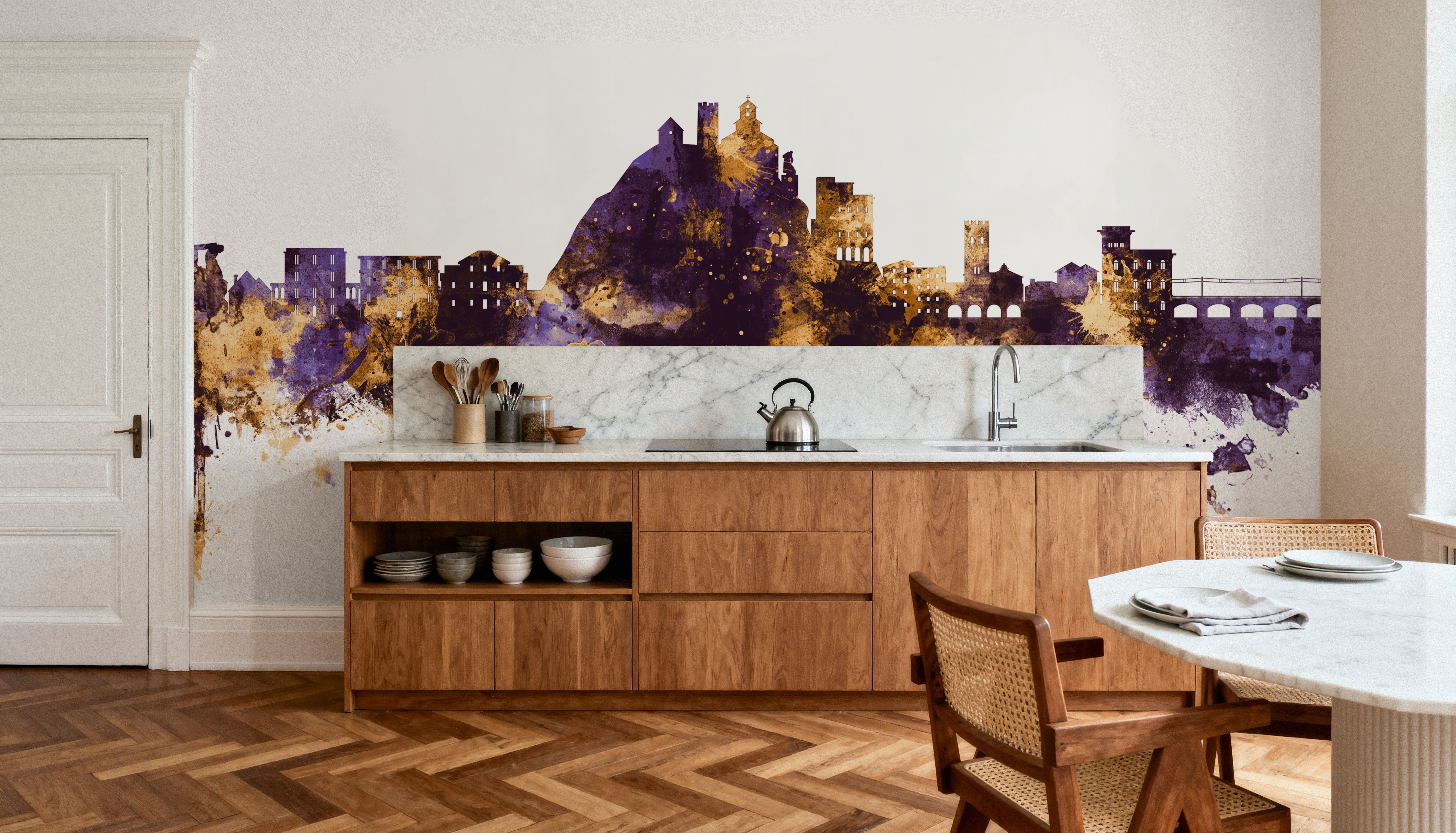 Monterosso al Mare Italy Skyline Purple & Gold