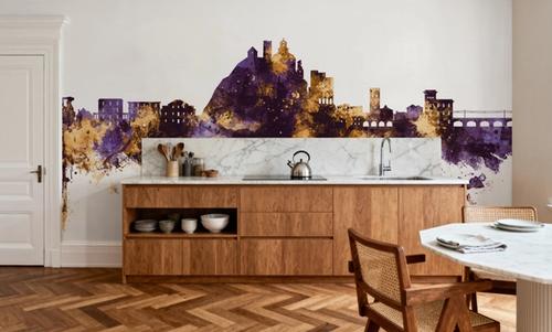 Monterosso al Mare Italy Skyline Purple & Gold