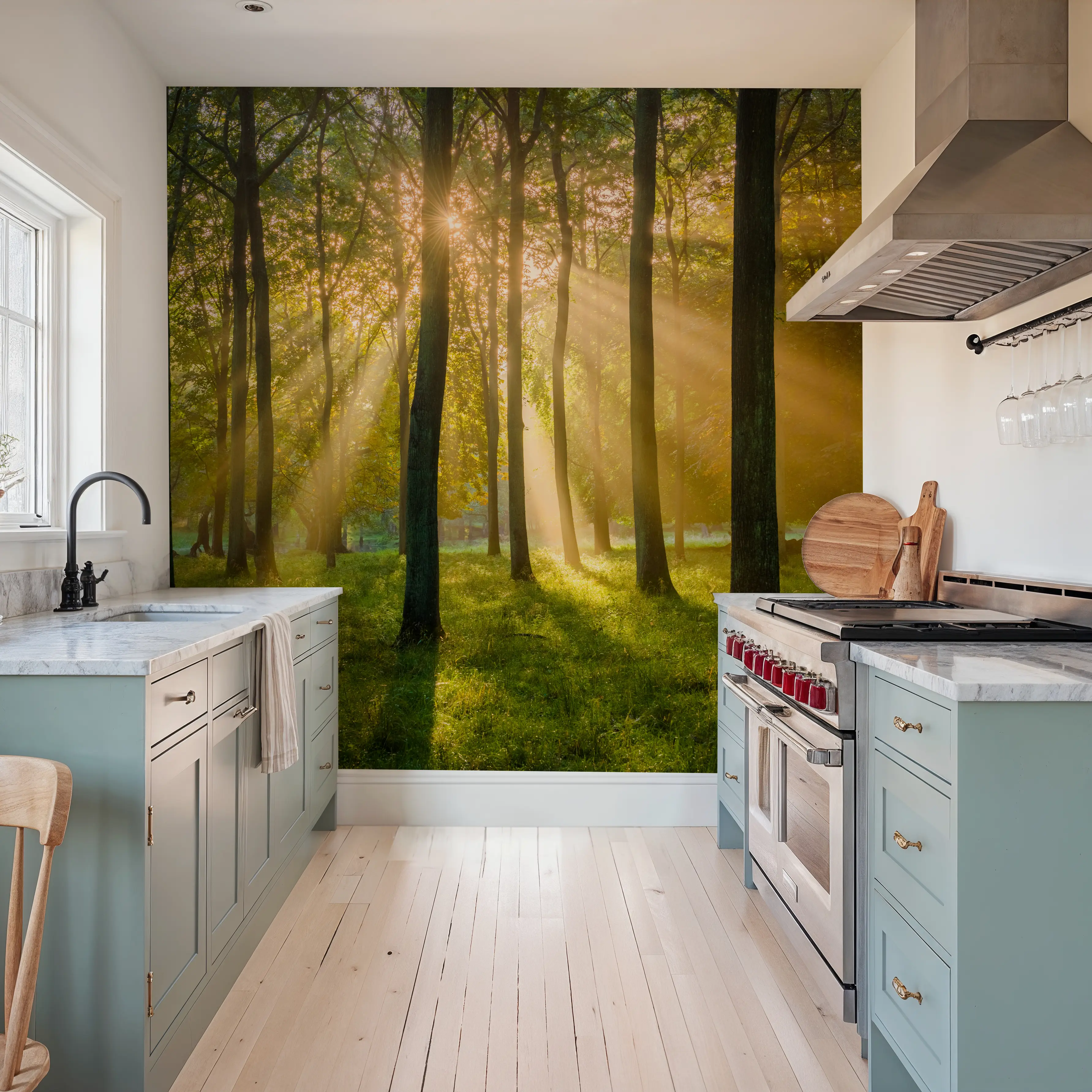 Papier Peint Panoramique - All at Peace - Feuillage Forêt - Vert - Bureaux - Wallism Belgique - Encollage au mur ou Autocollant