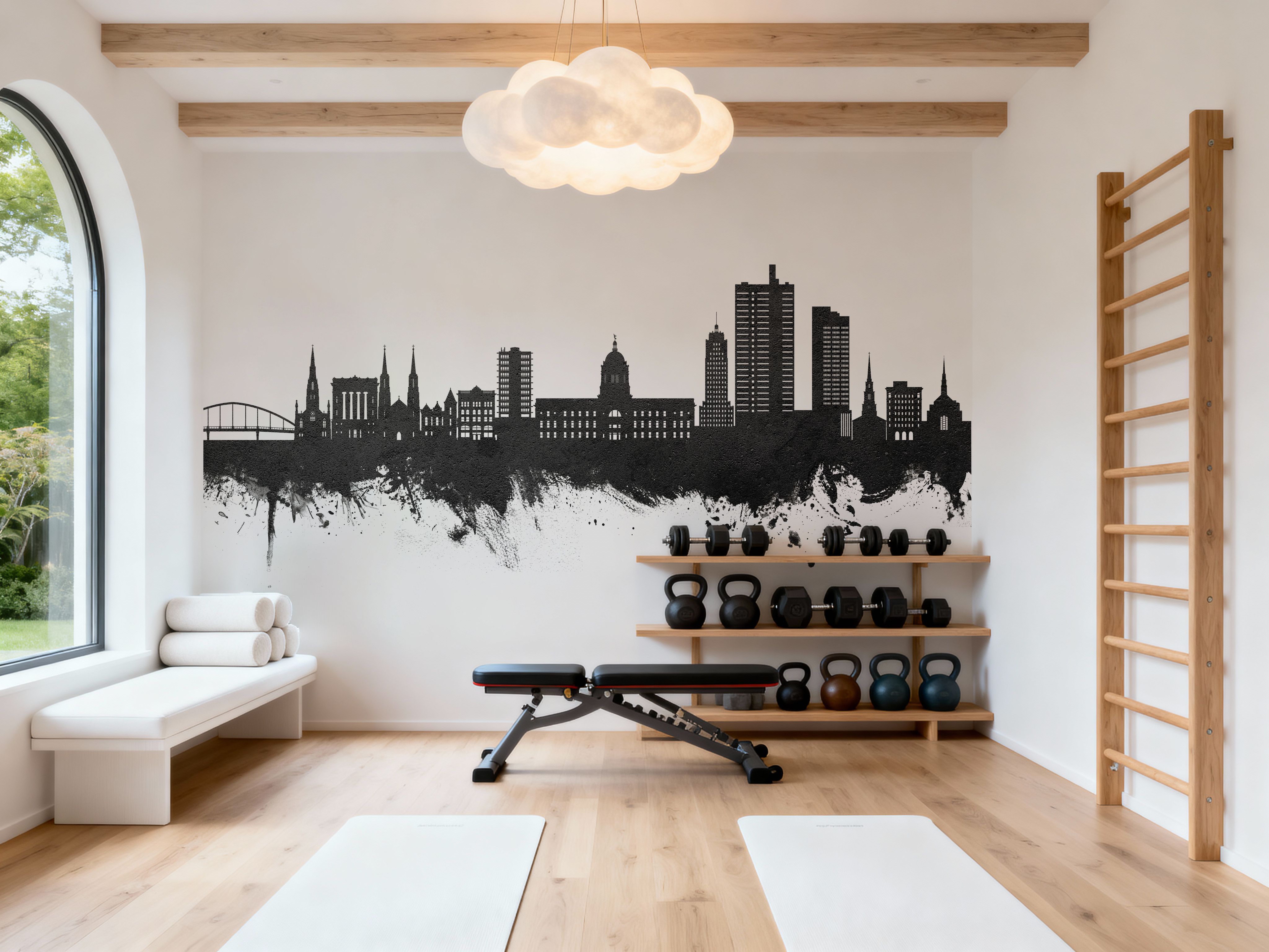 Fort Wayne Indiana Skyline Black & White