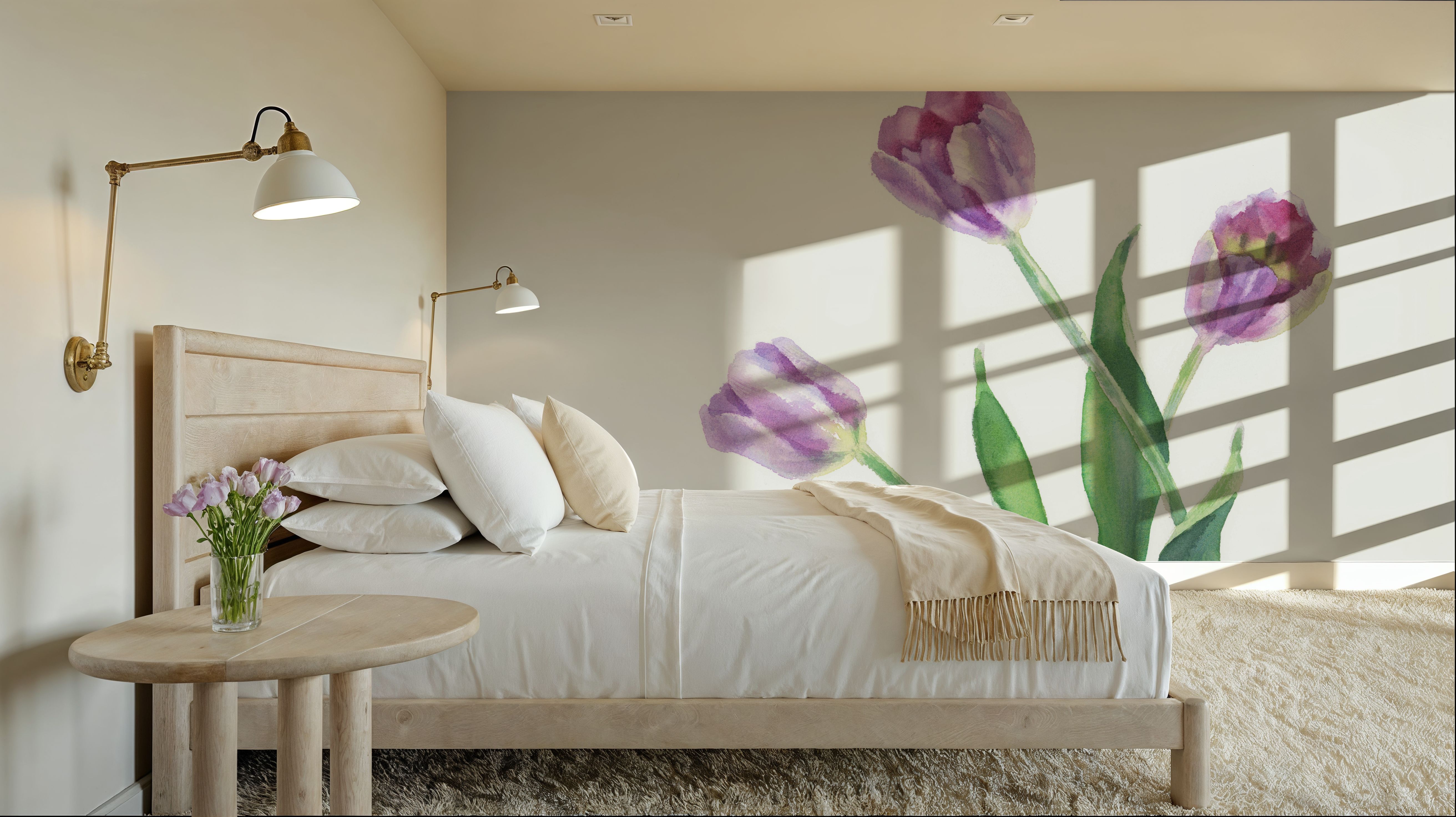 Lavender Tulip Watercolor, Tapeten