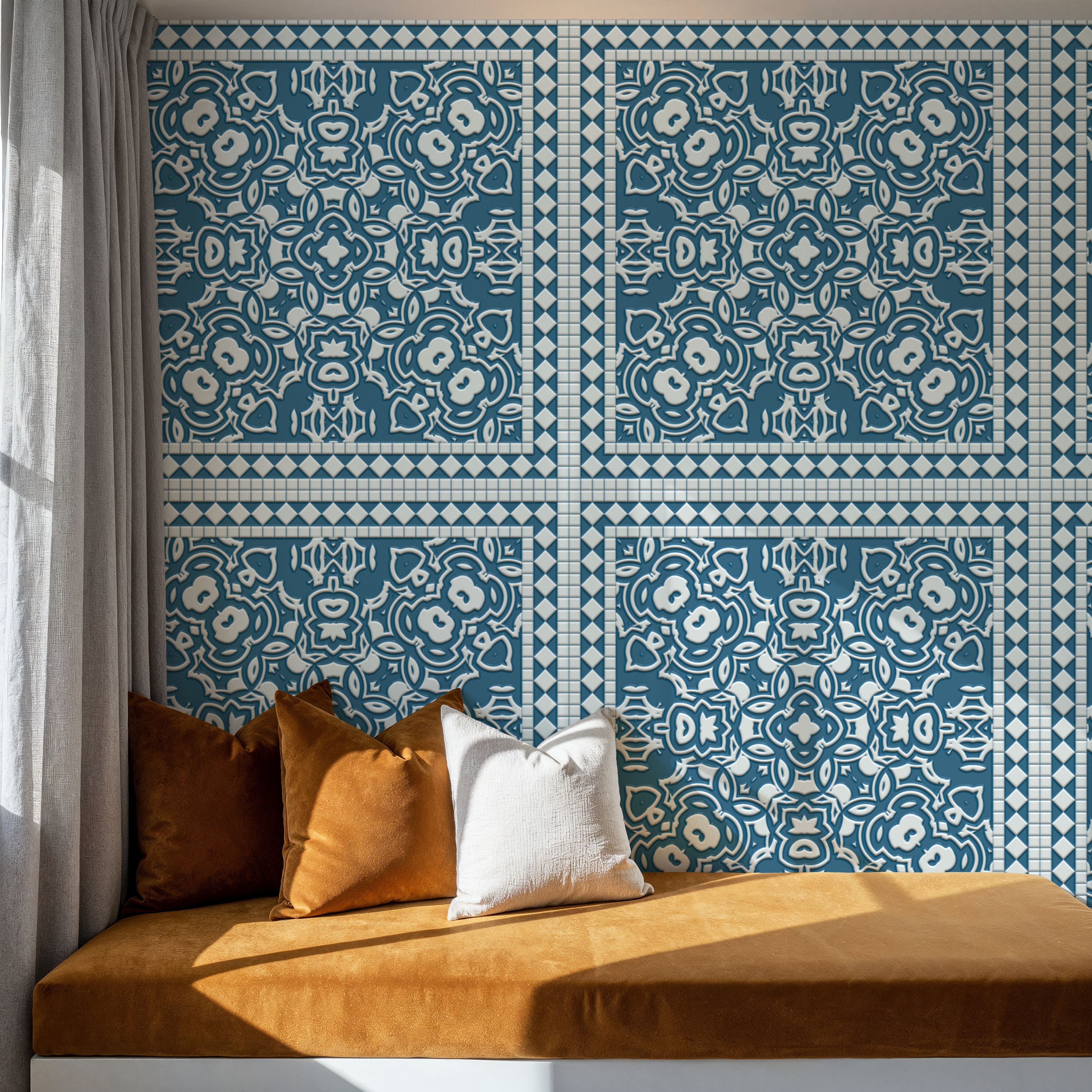 Mission Cement Tiles, Steel Blue