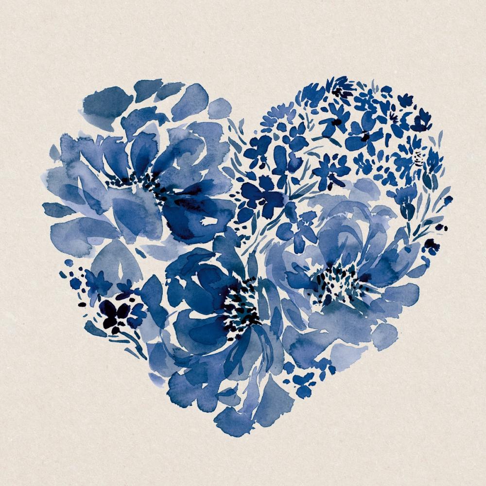 Blue Floral Heart