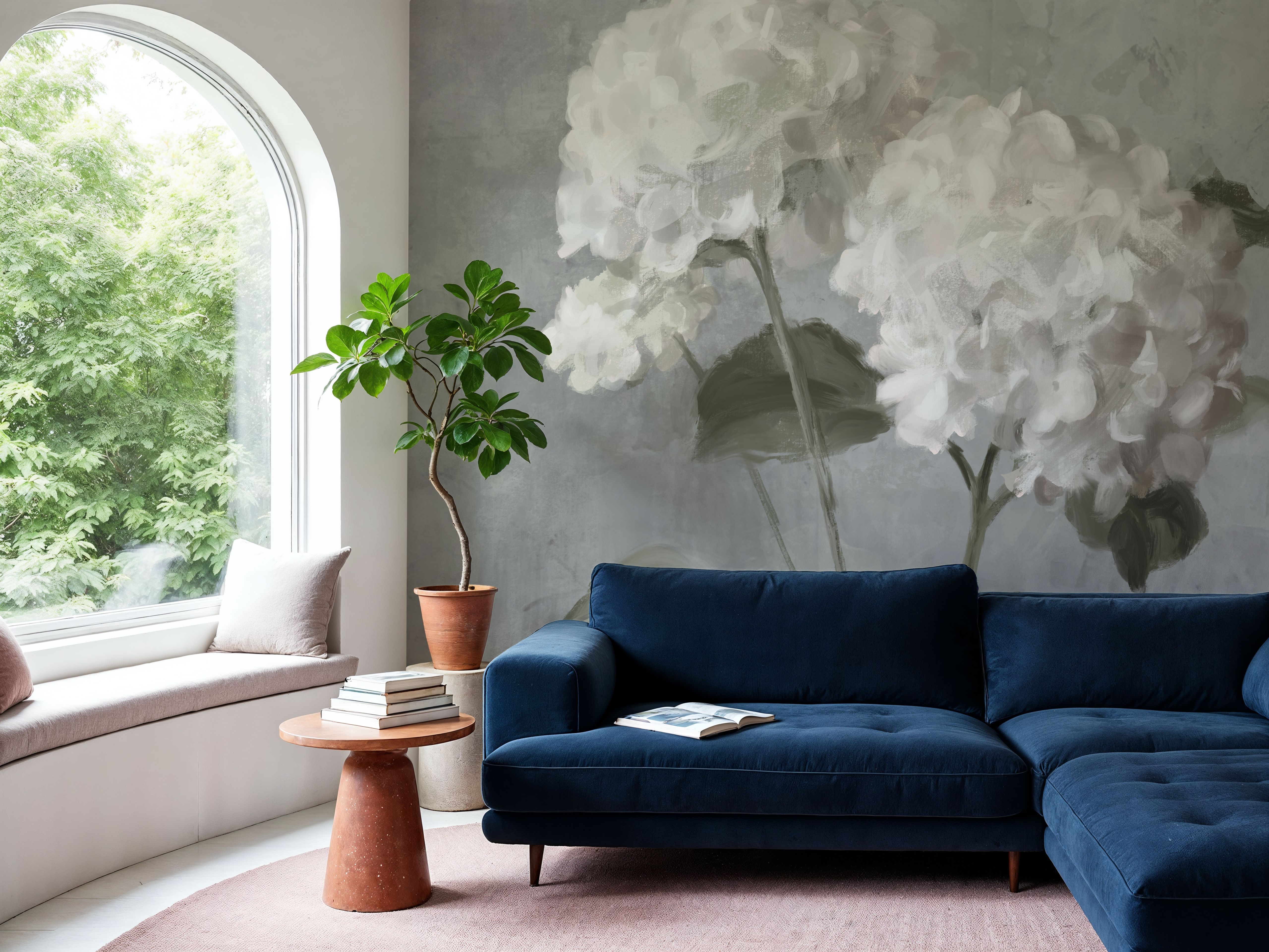 White Hydrangeas on Gray