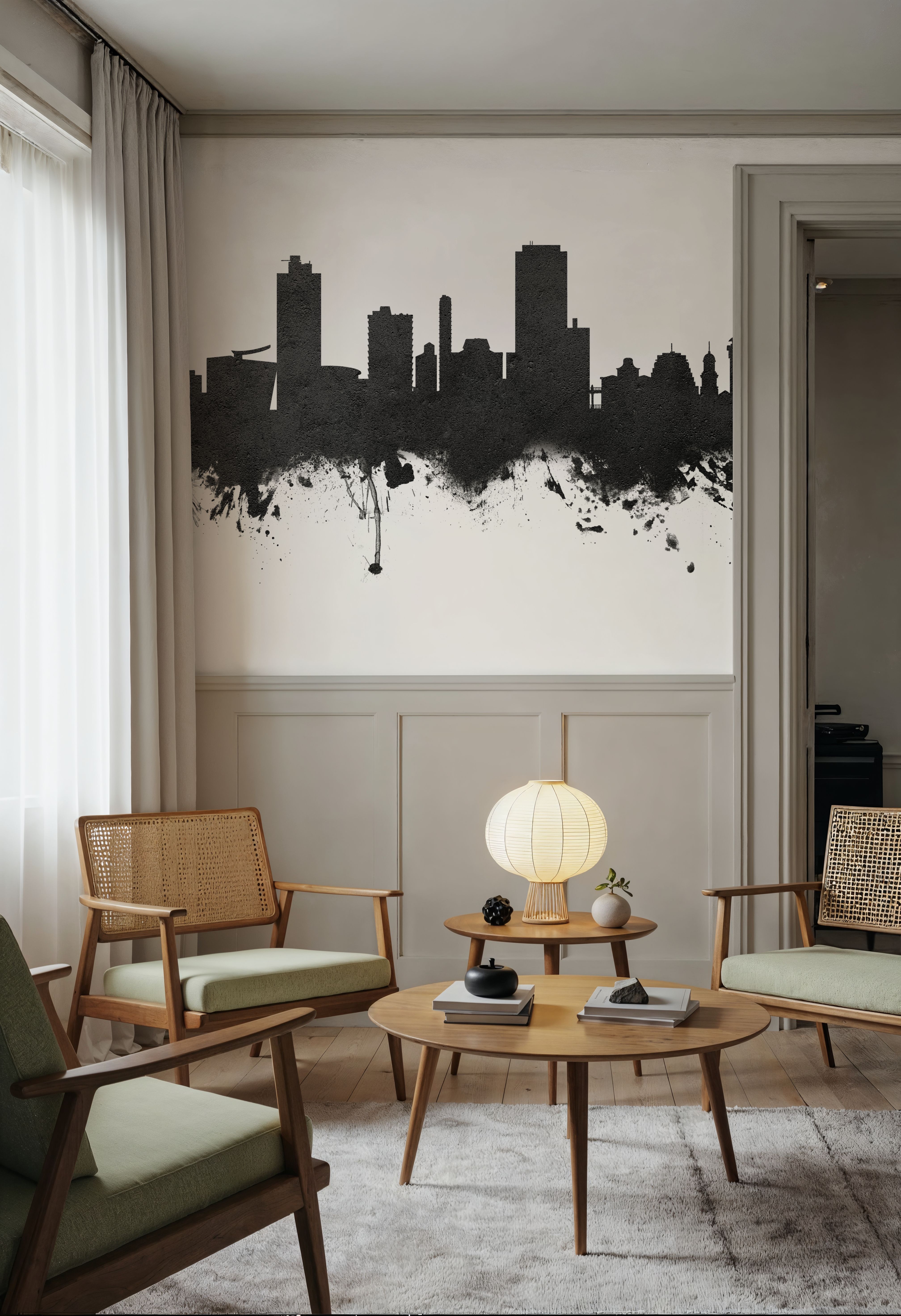 Wellington New Zealand Skyline Blck & White