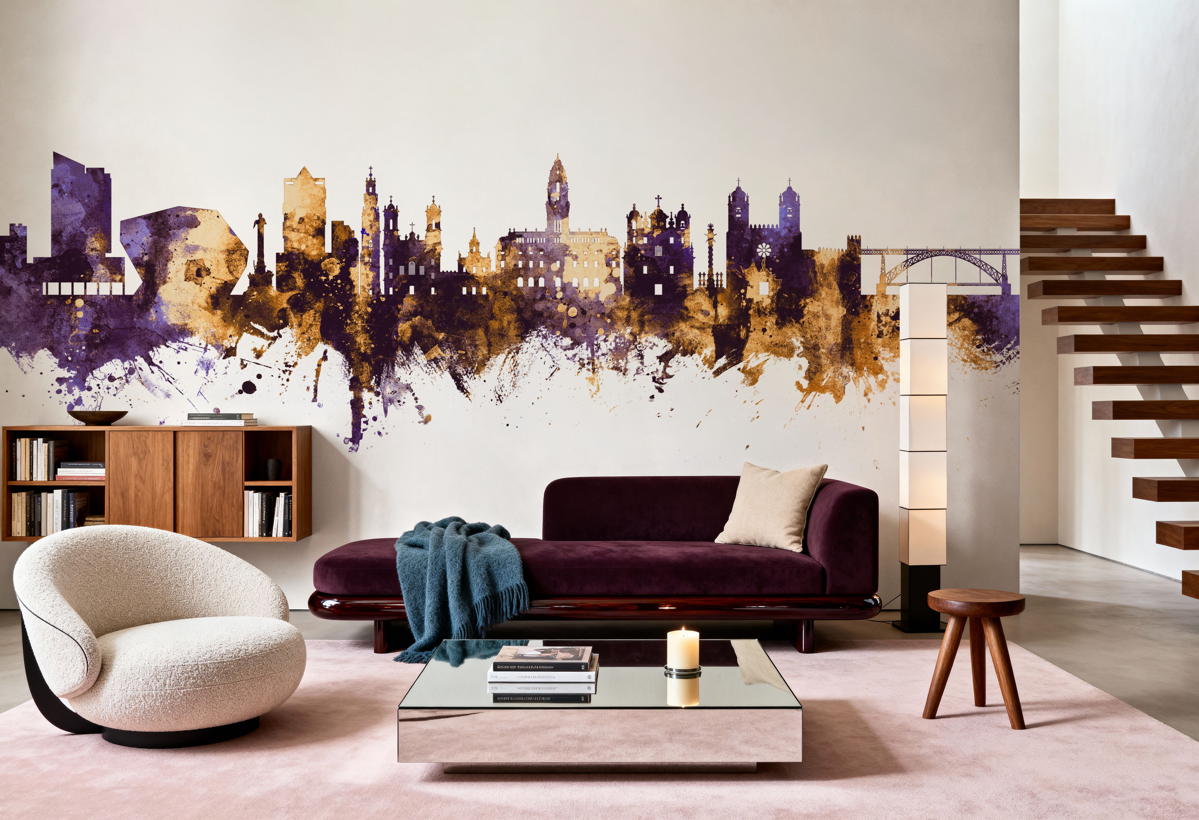 Porto Portugal Skyline Purple & Gold