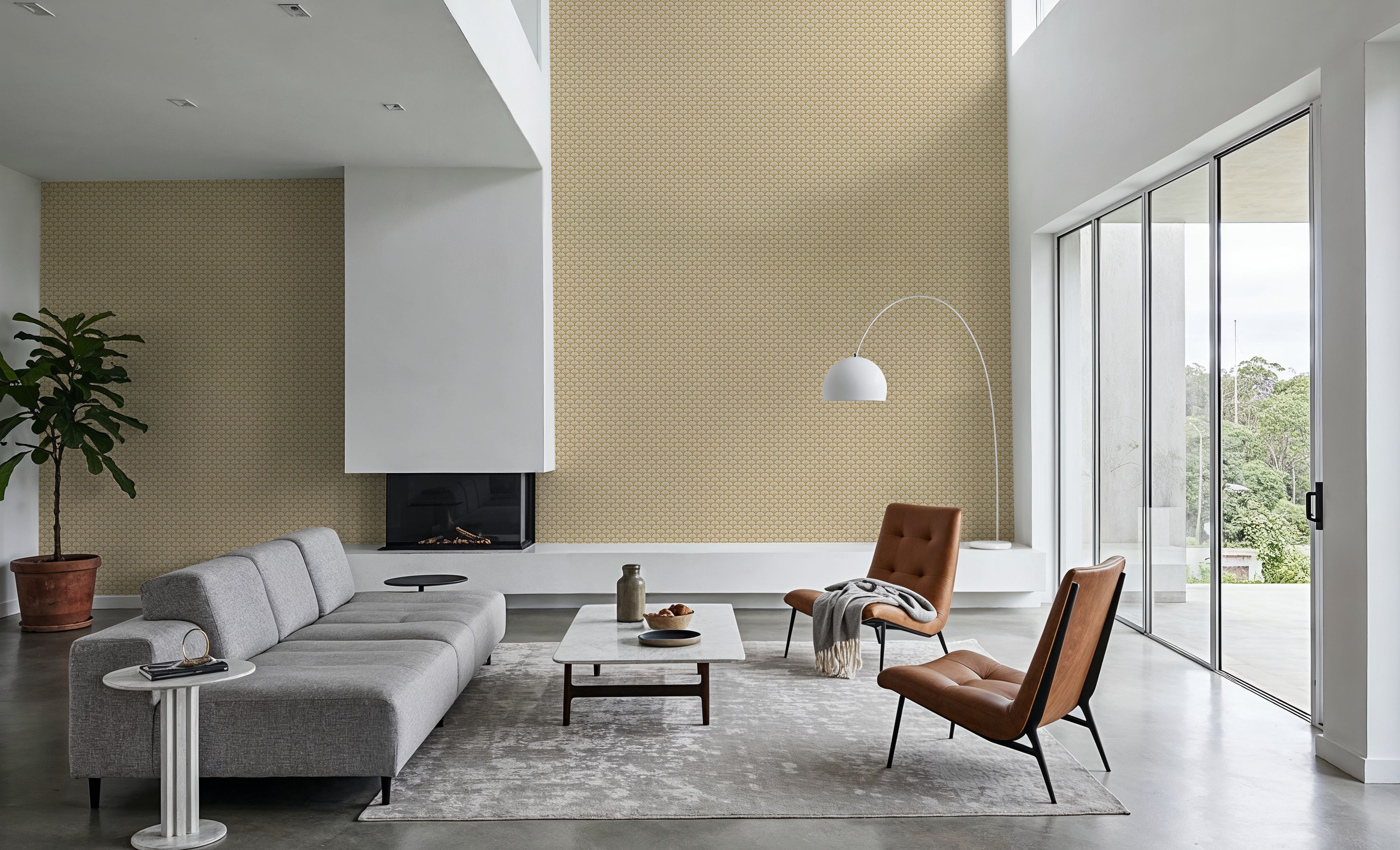 Ginko Folly, Ochre Linen, Tapety