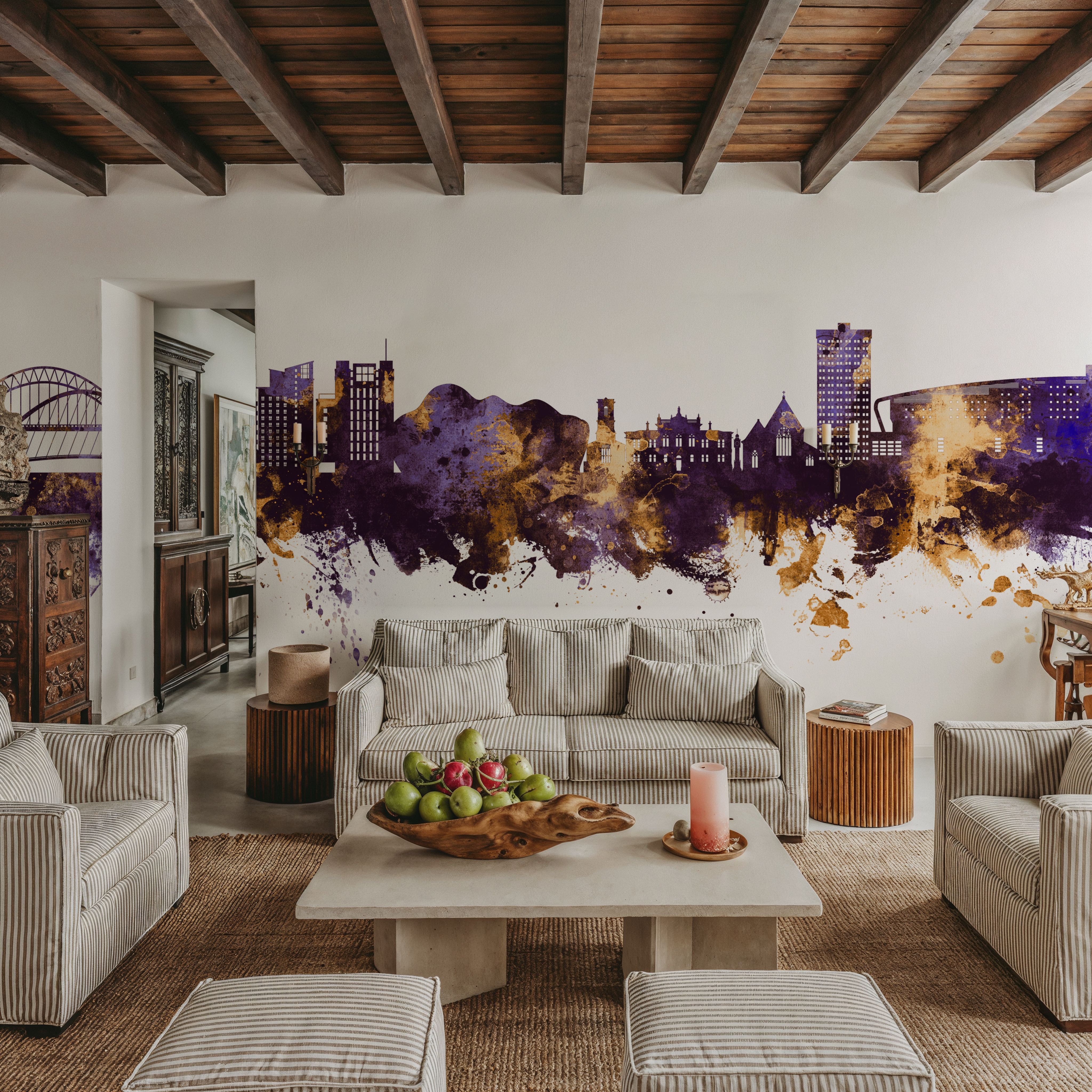 Gateshead England Skyline Purple & Gold