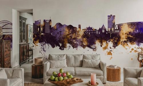 Gateshead England Skyline Purple & Gold