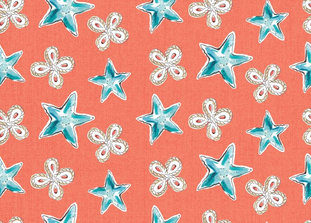 Maritime Stars Blue on Red