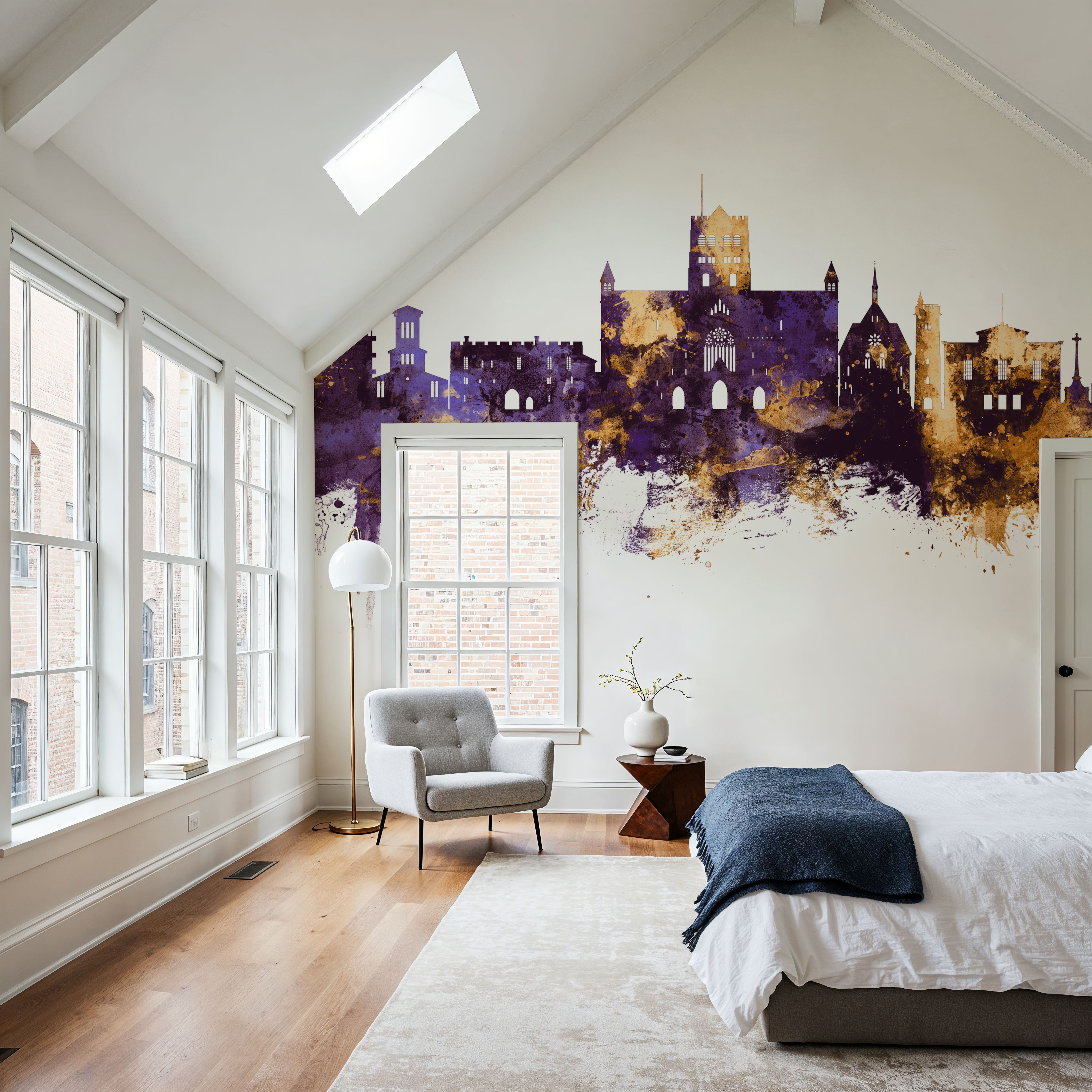 St Albans England Skyline Purple & Gold