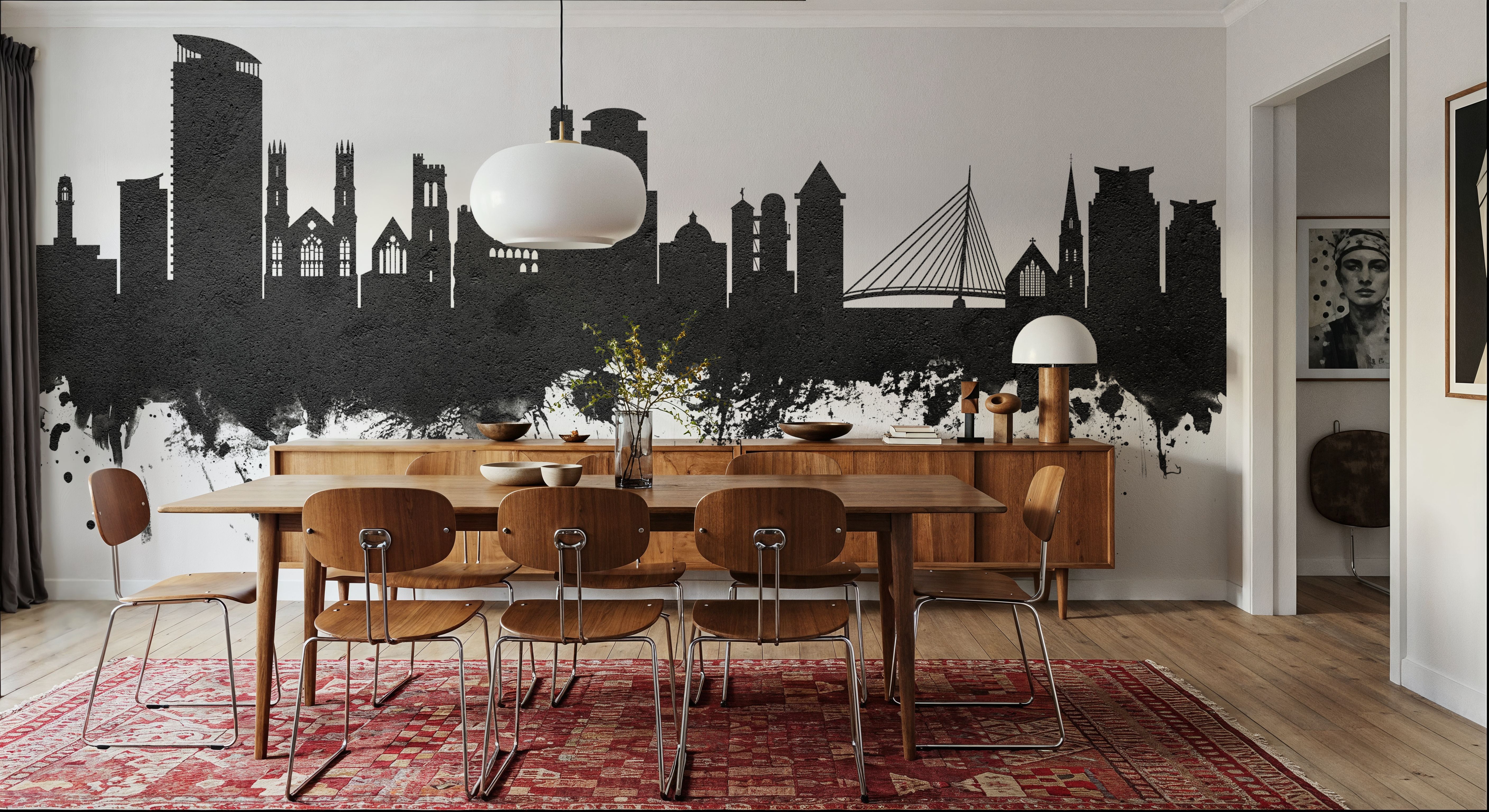 Swansea Wales Skyline Black & White