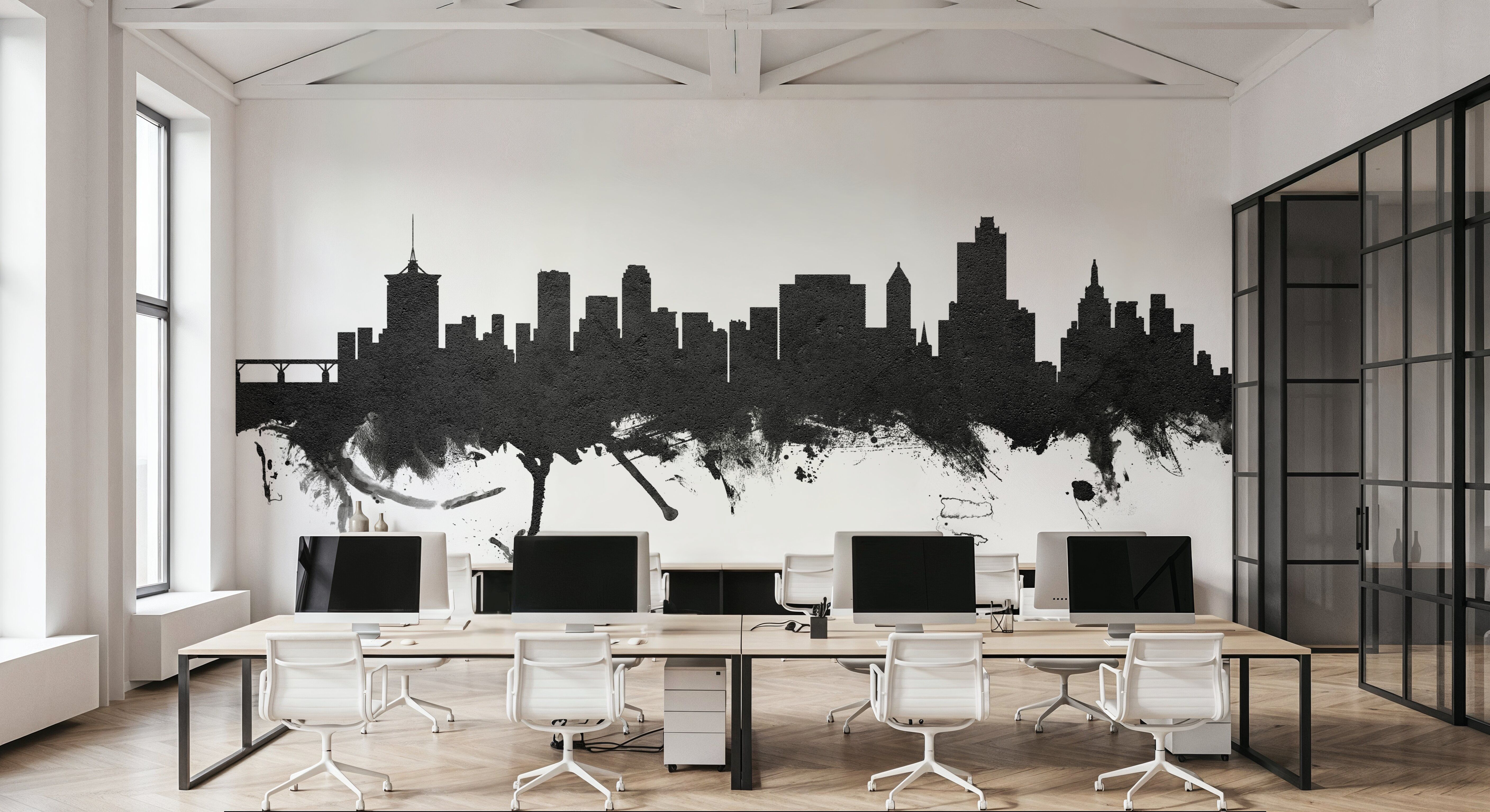 Tulsa Oklahoma Skyline Black & White , Carte da parati